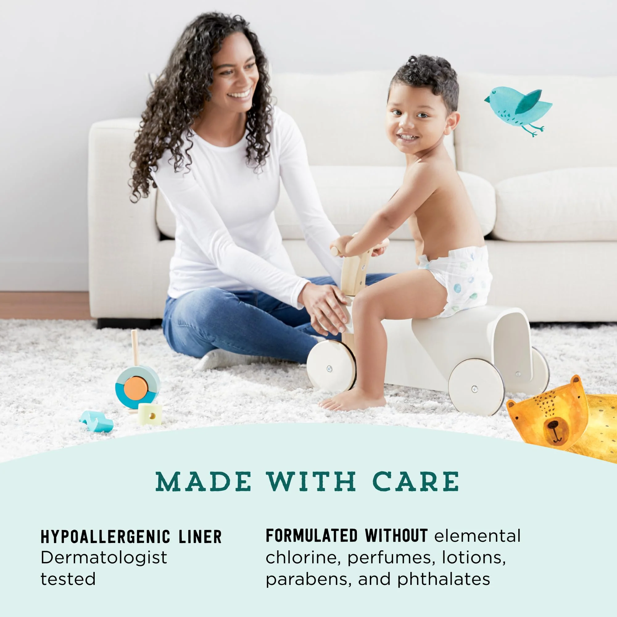 Amazon Brand - Mama Bear Gentle Touch Diapers, Hypoallergenic, Size 4, 148 Count, 4 Packs of 37, White - Image 34