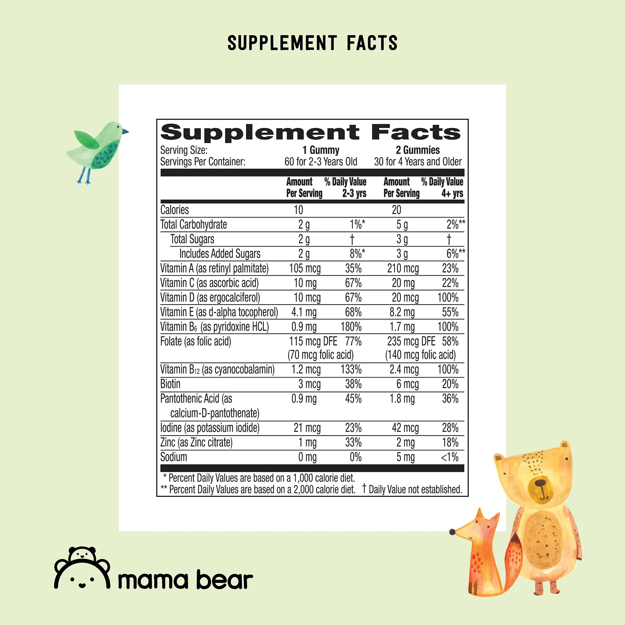 Mama Bear Organic Kids Multivitamin, 60 Gummies, 1 Month Supply (Packaging May Vary), Berry, Cherry & Orange (Pack of 2) - Image 6