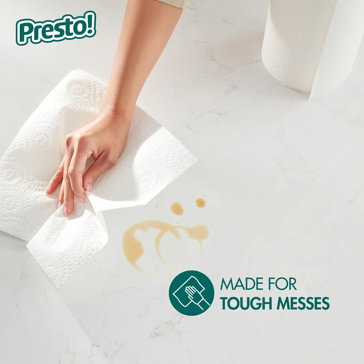 Amazon Brand - Presto! Flex-a-Size Paper Towels, 158 Sheet Huge Roll, 12 Rolls (2 Packs of 6), Equivalent to 38 Regular Rolls, White - Image 5