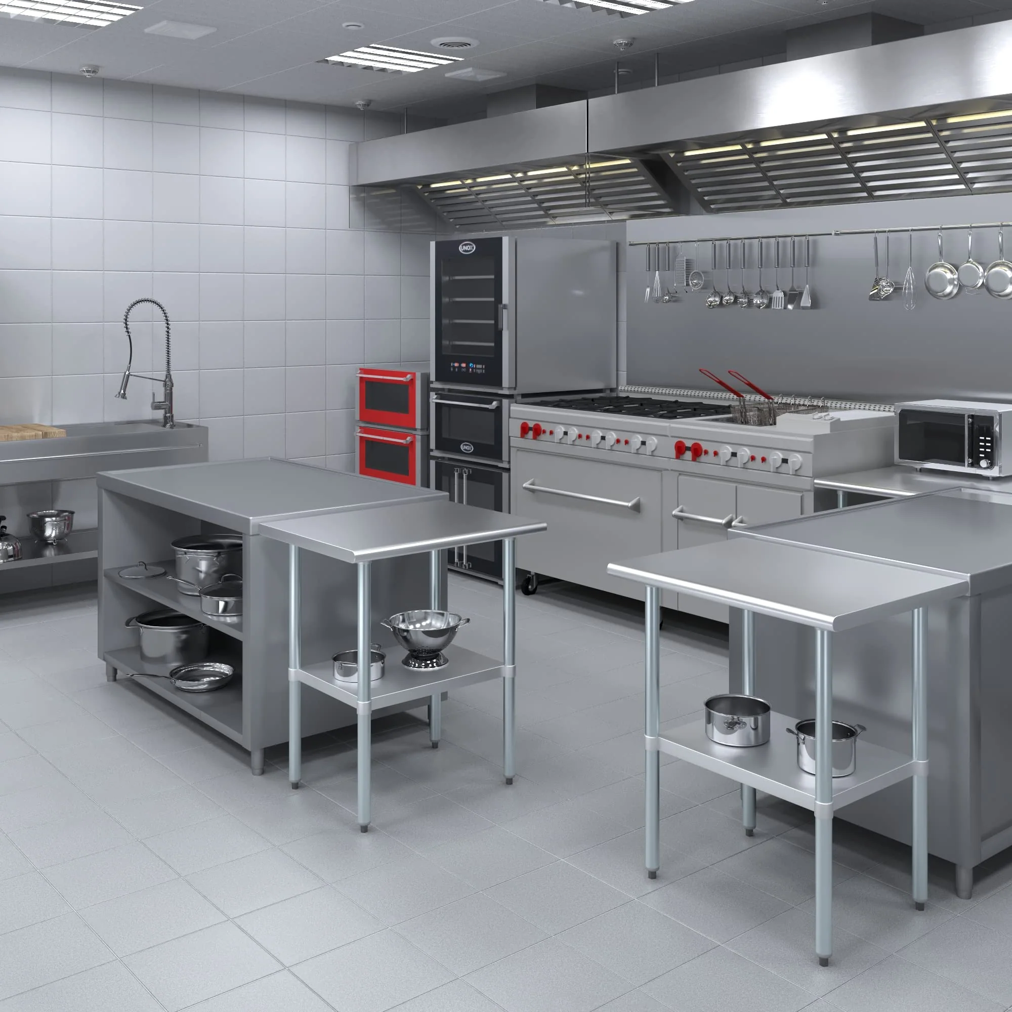 AmGood 24 in. x 30 in. Stainless Steel Work Table | Metal Kitchen Food Prep Table | NSF - Image 9