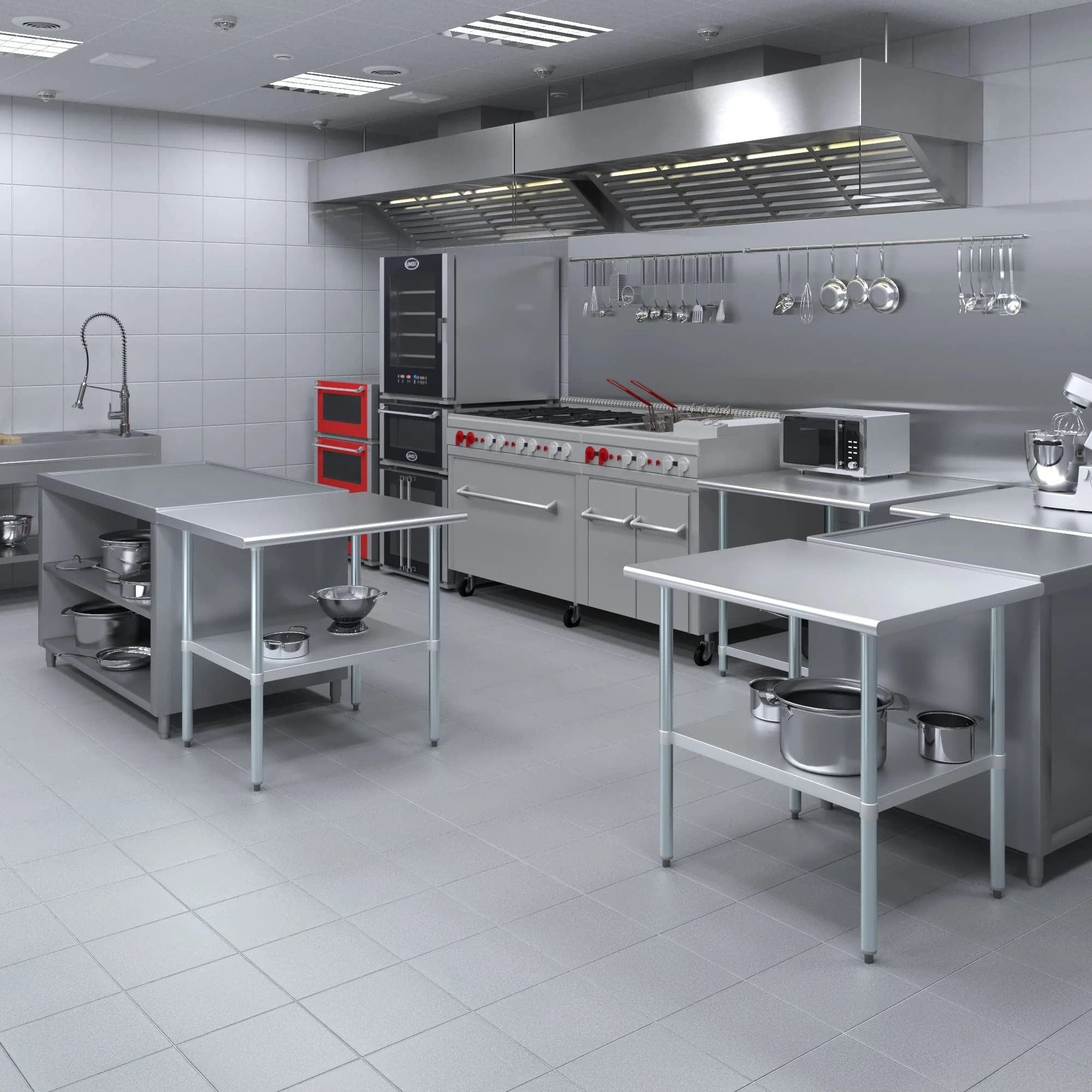 AmGood 30 in. x 36 in. Stainless Steel Work Table | Metal Kitchen Food Prep Table | NSF - Image 9