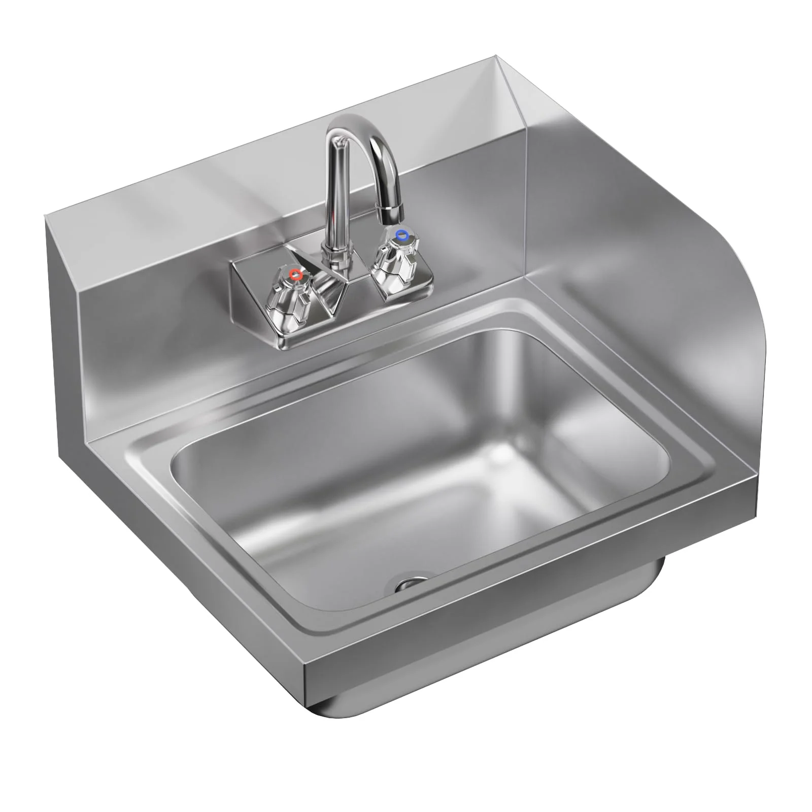 AmGood Stainless Steel Wall Mount Hand Sink with Faucet and Right Sidesplash 17" x 15" | NSF Commercial Hand Washing Basin For Restaurant, Kitchen and Home | Bowl Size: 10" x 14" - Image 2