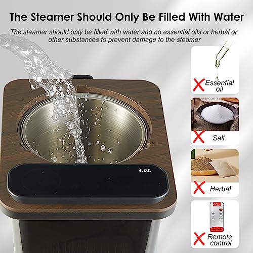 amocane Sauna Steam Portable Pot 4L, Stainless Steel Steam Generator for Saunas Home Spa Fumigation Steam Machine for Body Detox with Remote Control Anti-riot Device (110V, Wood Grain) - Image 3