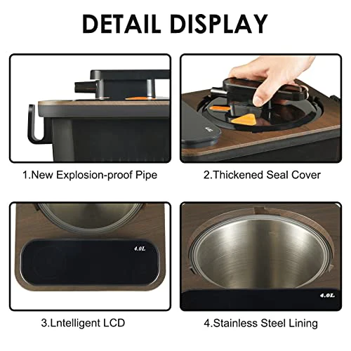 amocane Sauna Steam Portable Pot 4L, Stainless Steel Steam Generator for Saunas Home Spa Fumigation Steam Machine for Body Detox with Remote Control Anti-riot Device (110V, Wood Grain) - Image 4