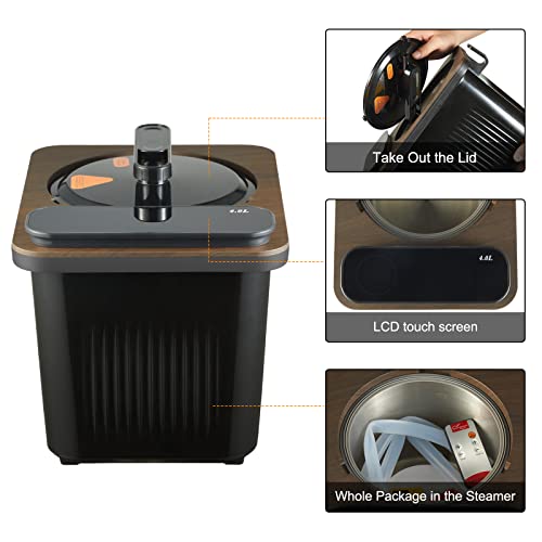 amocane Sauna Steam Portable Pot 4L, Stainless Steel Steam Generator for Saunas Home Spa Fumigation Steam Machine for Body Detox with Remote Control Anti-riot Device (110V, Wood Grain) - Image 6