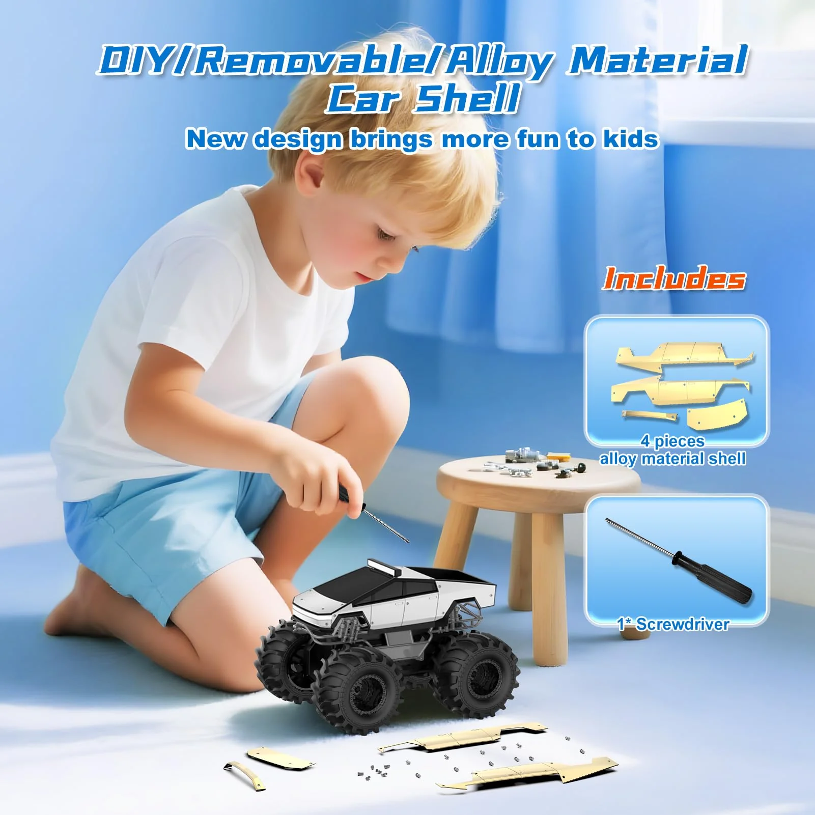 Amphibious Remote Control Car, 1:18 Monster Truck Toys for Boys RC Cars, 2.4 GHz Waterproof RC Trucks, 4WD All Terrain Off-Road Pickup, Kids Christmas Birthday Gifts Present Boys Girls Toys Ages 6+ - Image 4