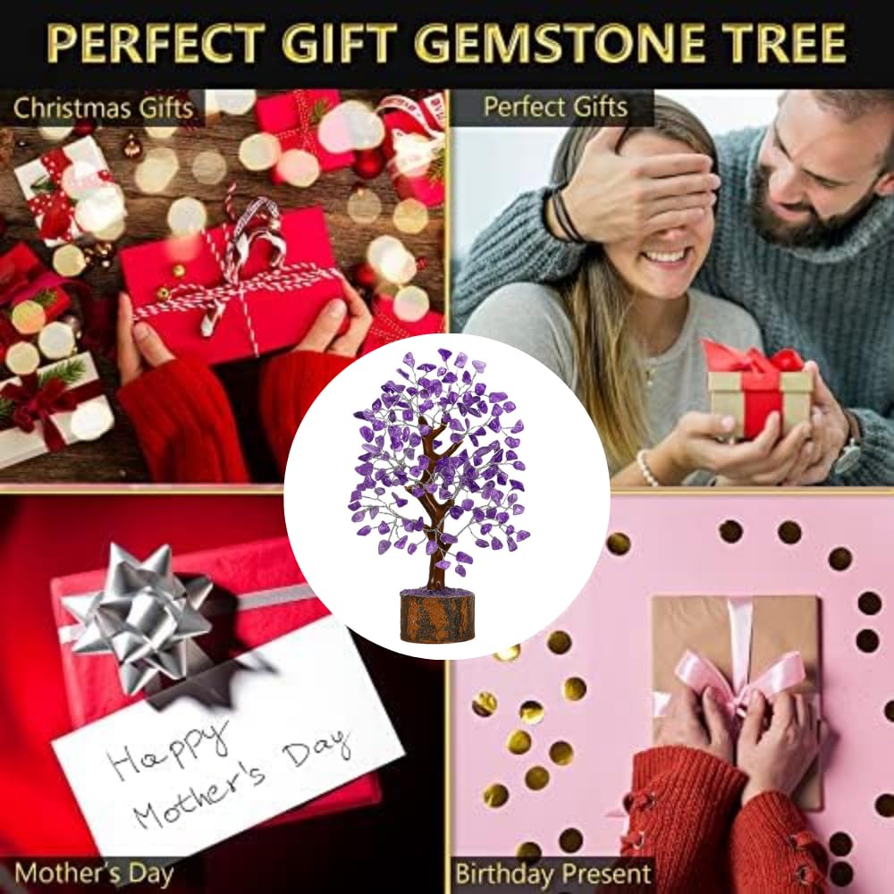 ANAYA AGATE Amethyst Crystal Tree of Life - Handmade Healing Bonsai Purple Tree for Home and Office Decor, Positive Energy and Good Luck, Ideal for Christmas Decor and Birthday Gifts for Women, Men - Image 2
