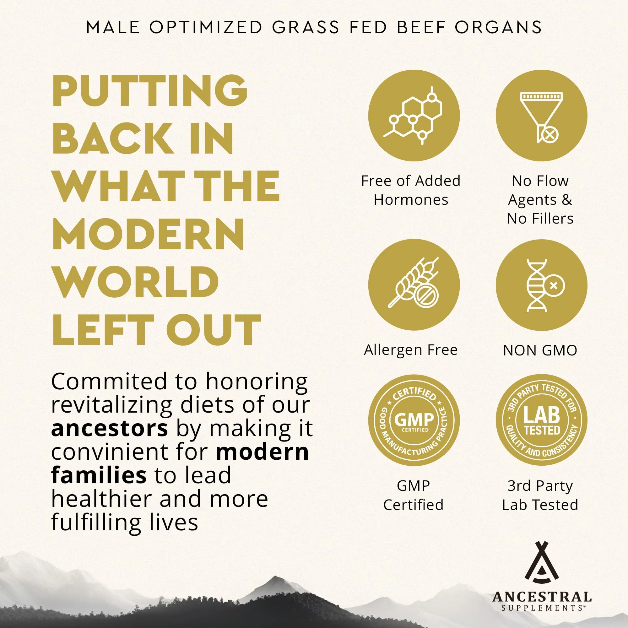 Ancestral Supplements Mofo, Supplements for Men, Support for Energy Levels and Overall Men's Health and Wellness, Non-GMO Grass Fed Beef Organ Supplement with Liver, No Fillers, 180 Capsules - Image 2