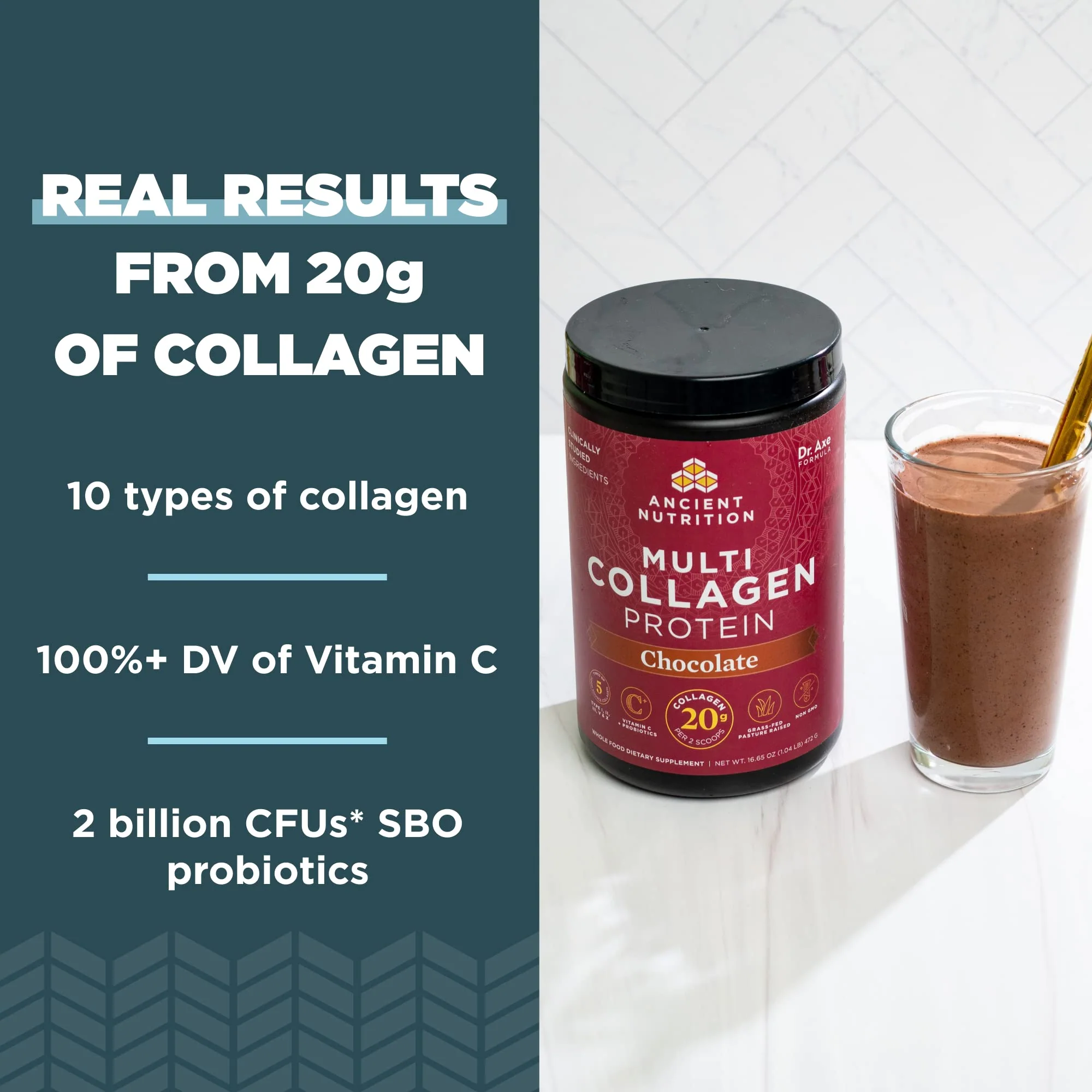 Ancient Nutrition Collagen Peptides Powder, Multi Collagen Protein, Women & Men, Vitamin C, Probiotics, Hydrolyzed Collagen, Supports Skin, Joints, Gut Health, Chocolate, 24 Servings - Image 7