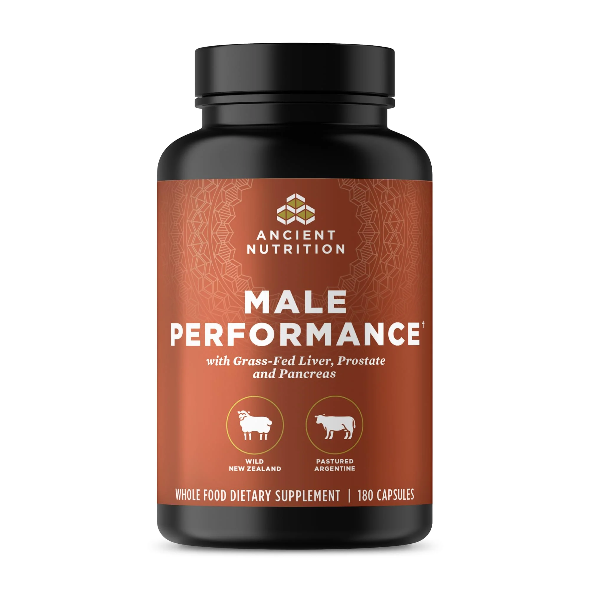 Ancient Nutrition Organ Supplements for Men, Grass-Fed and Wild Organ Complex Capsules, Liver, Prostate, Pancreas Supports Male Performance, Healthy Aging, 180 Ct