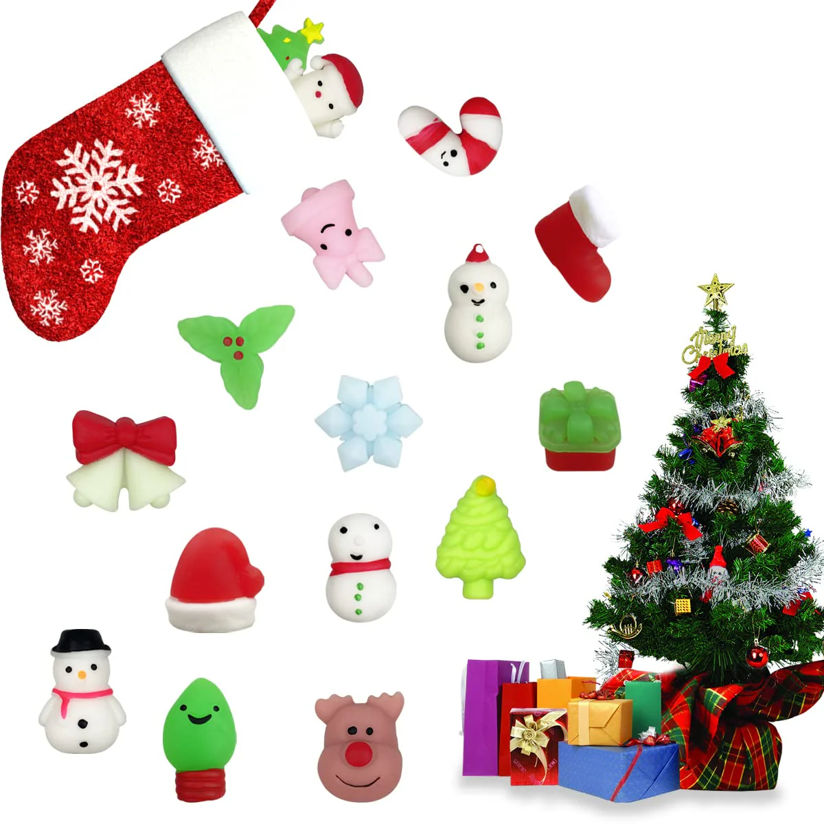 Anditoy 100 PCS Christmas Mochi Squishy Toys Squishies Christmas Toys for Kids Girls Boys Toddlers Christmas Party Favors Stocking Stuffers Gifts - Image 3