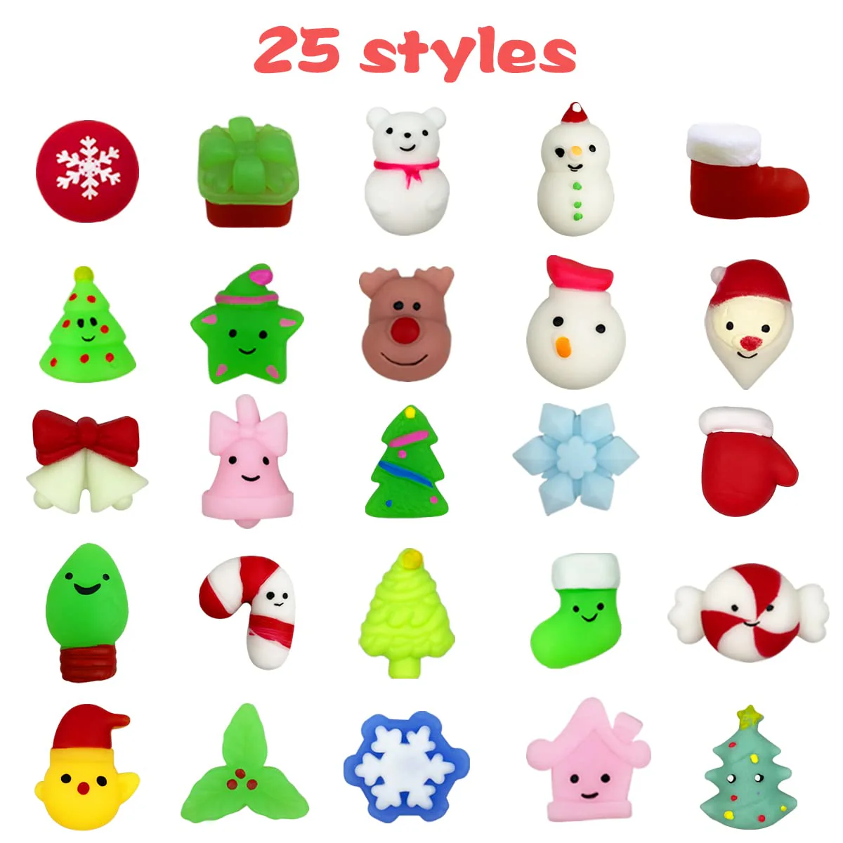 Anditoy 100 PCS Christmas Mochi Squishy Toys Squishies Christmas Toys for Kids Girls Boys Toddlers Christmas Party Favors Stocking Stuffers Gifts - Image 6