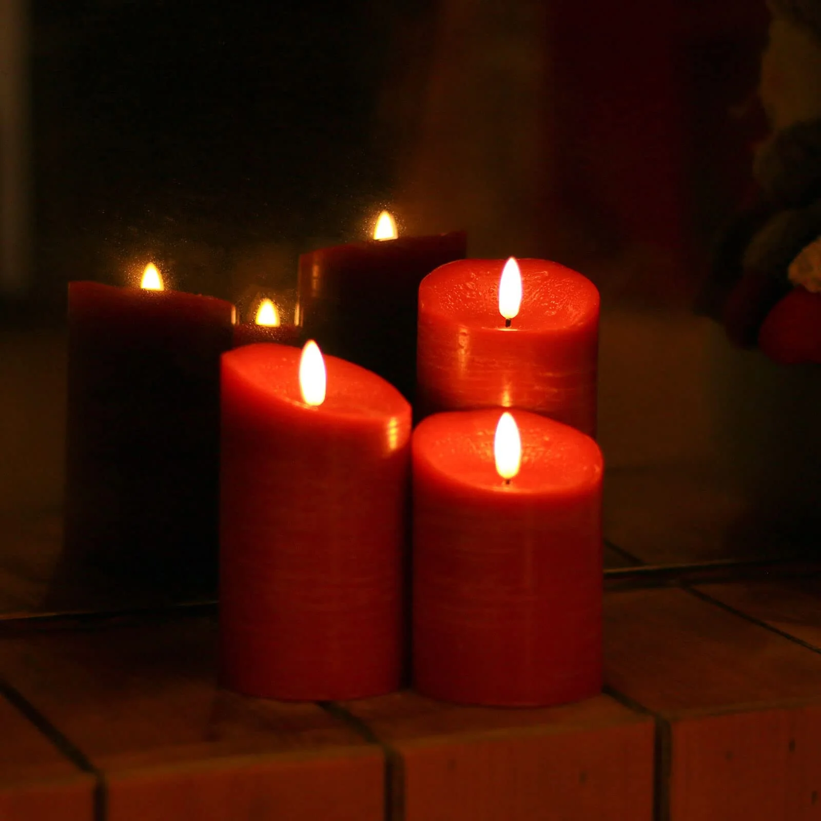 ANGELLOONG Red Flameless Candles with Remote, Real Wax Flickering Battery Operated Candles with Timer, Electric LED Fake Candles for Valentines Holiday Christmas Party Home Decor, Set of 3 - Image 2