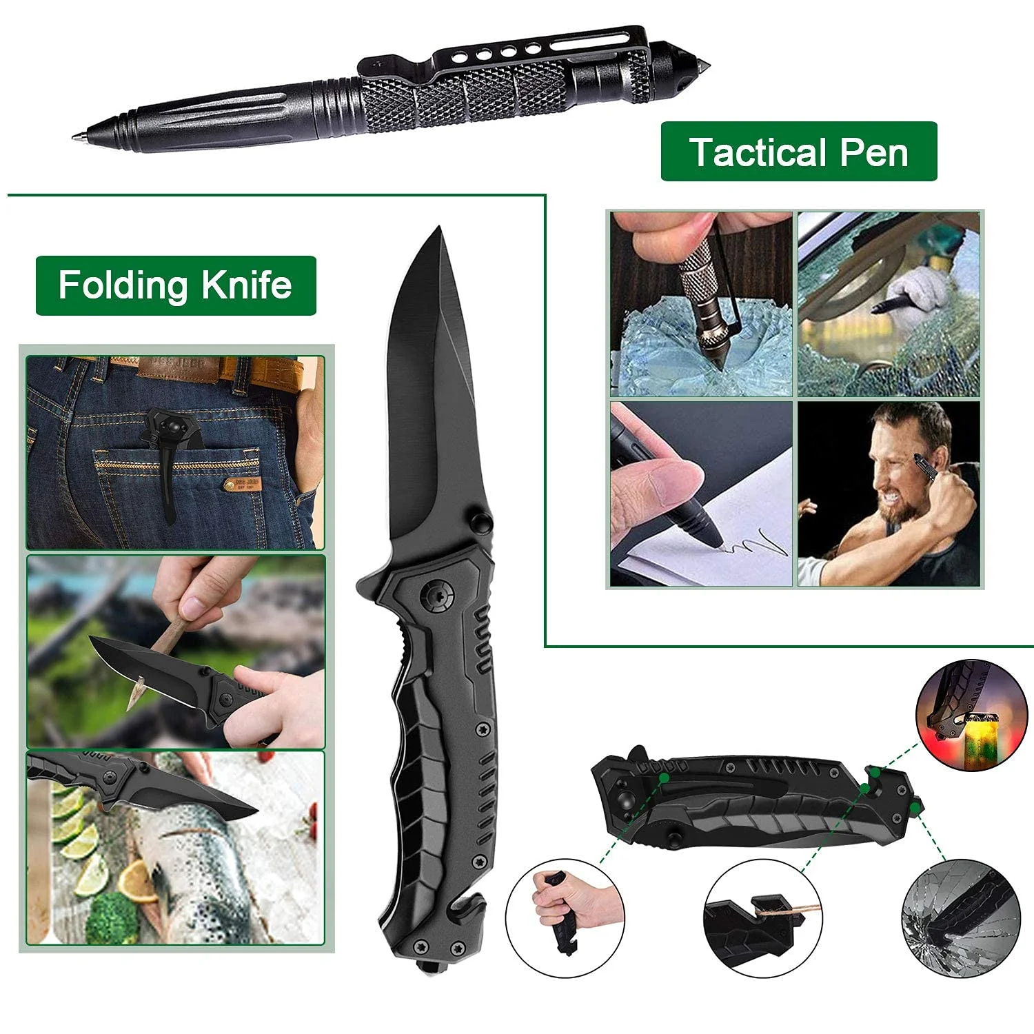 Angieast Survival Kit 35 in 1, First Aid Kit, Survival Gear, Survival Tool Gifts for Men Boyfriend Him Husband Christmas Camping, Hiking, Hunting, Fishing - Image 5