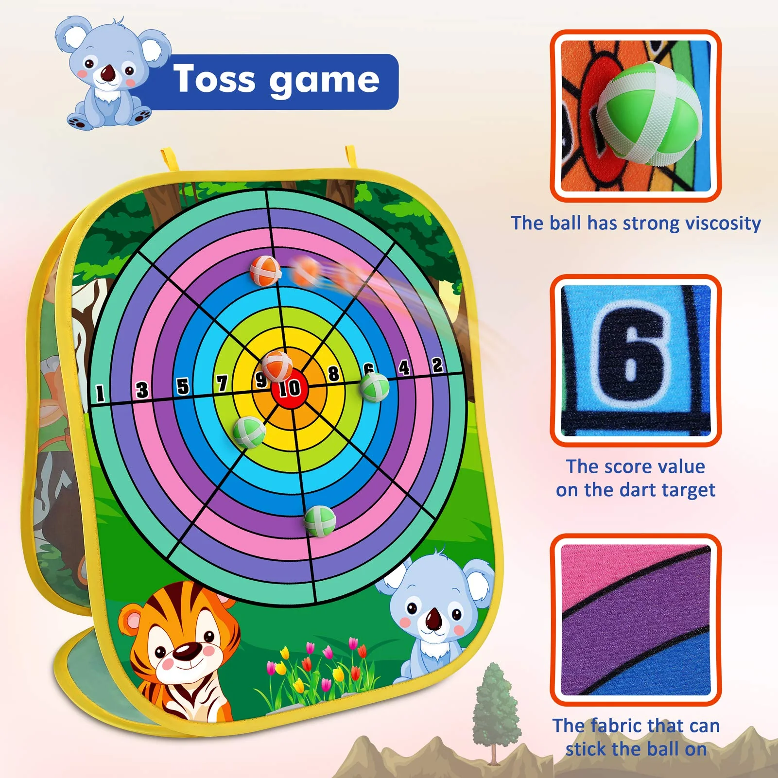 Animal Bean Bag Toss Game Toy Outdoor Toss Game, Family Party Party Supplies for Kids, Gift for Boys Birthday or Christmas for Toddlers Ages 3 4 5 6 Year Old - Image 5