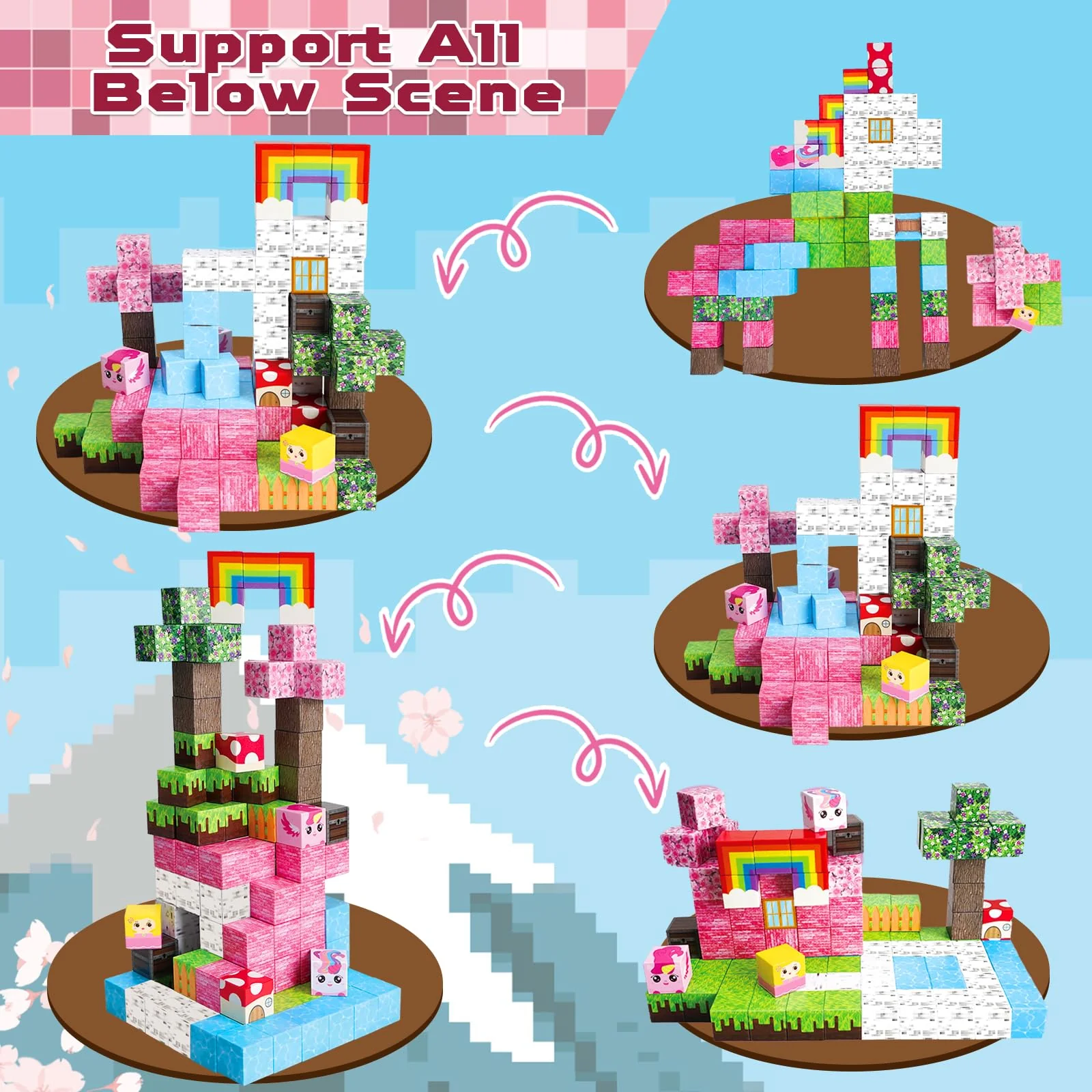 Annexfun Magnetic Blocks - 100PCS Building Blocks Unicorn Cubes - Toys for Montessori Toddler Christmas Birthday Gifts - STEM Sensory Toys for 3 4 9 10 Year Old Girl - Image 5