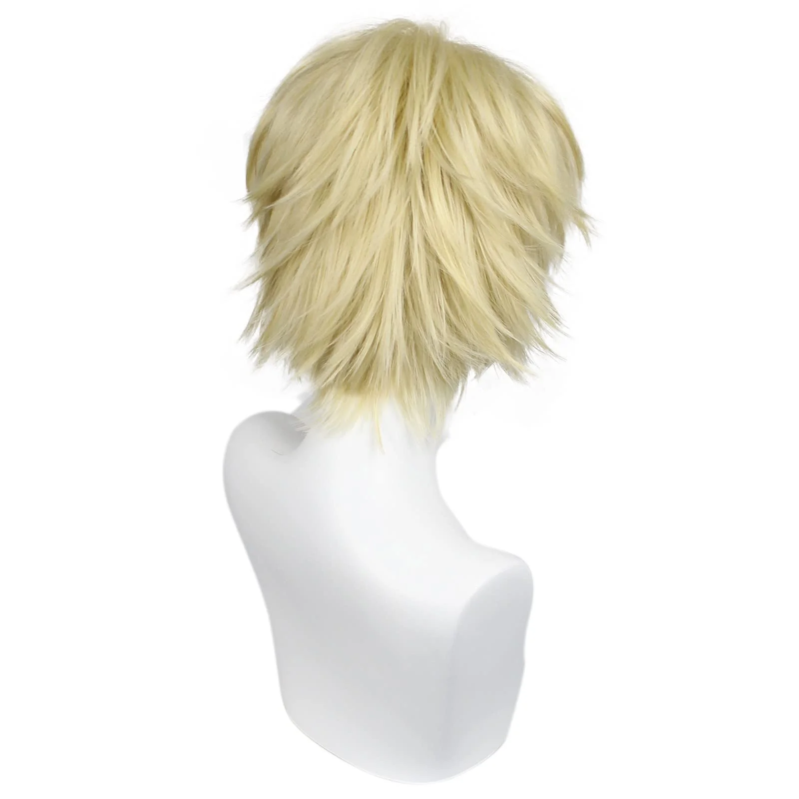 ANOGOL Hair Cap + Short Blonde Men's Wigs Golden Cosplay Wig Light Blonde Wigs Gilgamesh Blond Cosplay Wig for Halloween Christmas Event Costume Short Blonde Hair for Party - Image 4