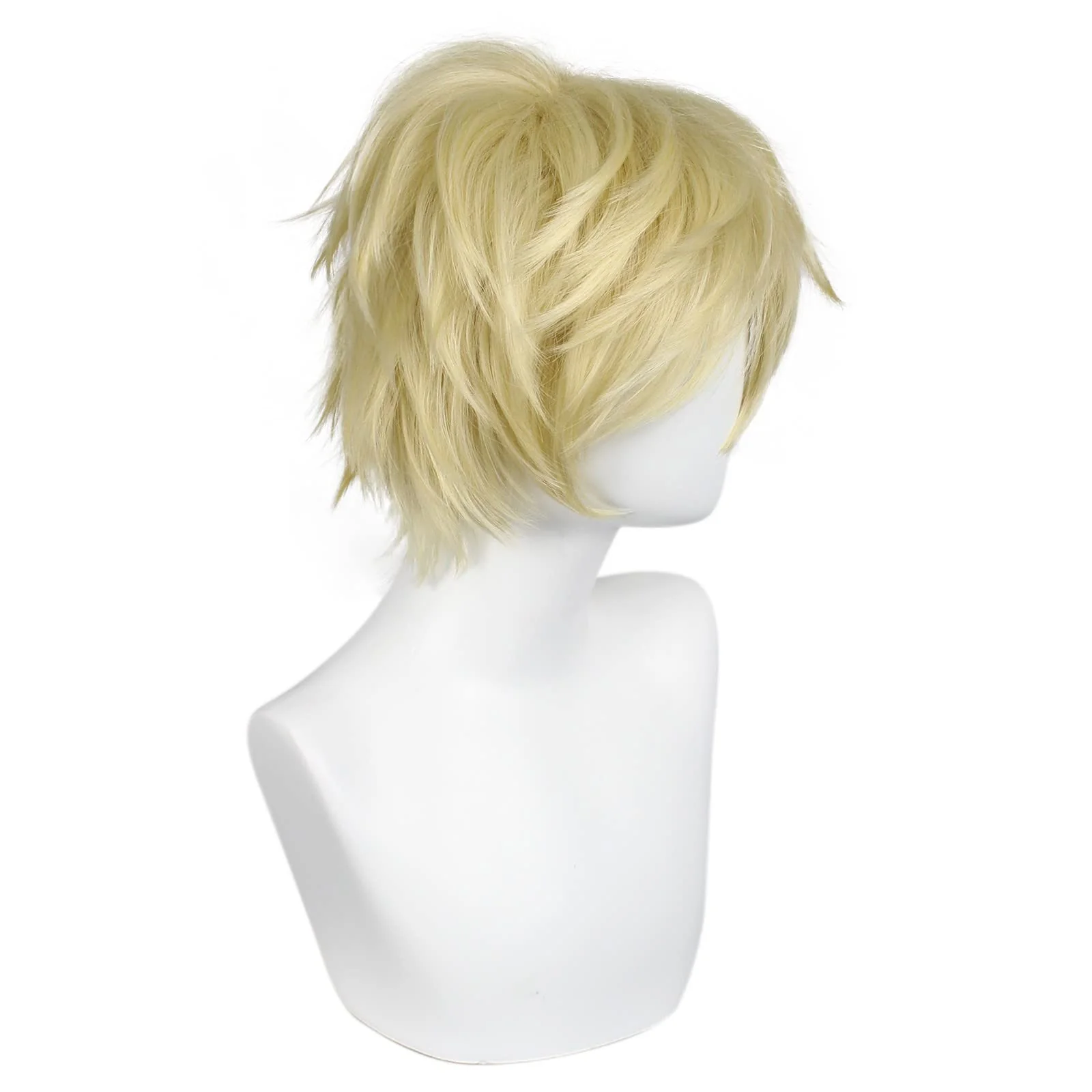 ANOGOL Hair Cap + Short Blonde Men's Wigs Golden Cosplay Wig Light Blonde Wigs Gilgamesh Blond Cosplay Wig for Halloween Christmas Event Costume Short Blonde Hair for Party - Image 6