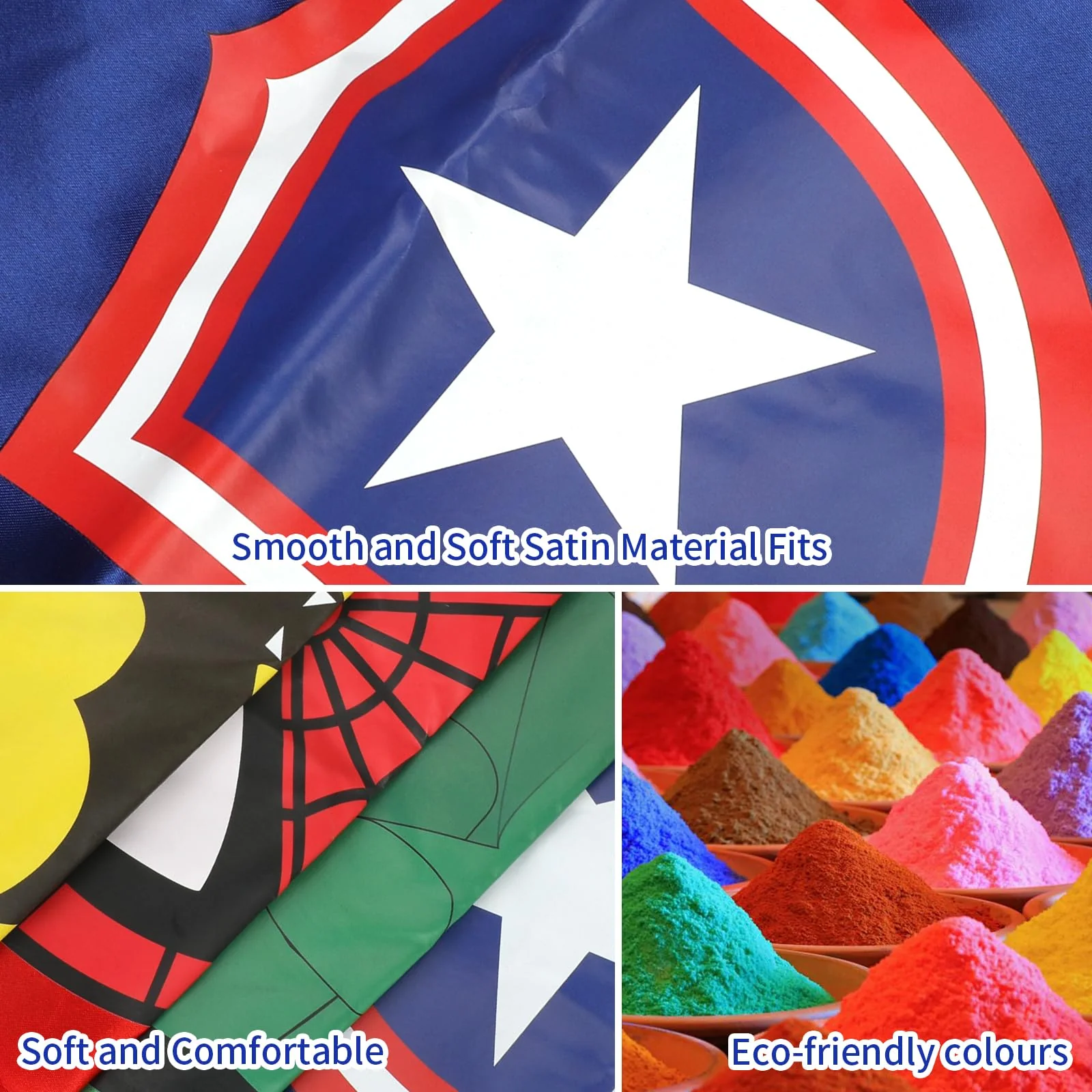 AnRuk Superhero Capes Set for Kids, Hero Caps and Masks for 3-12 Year Old Boys and Girls, Cartoon Dress Up for Holiday Halloween, Costumes Party Supplies Christmas and Brithday Gifts. - Image 3
