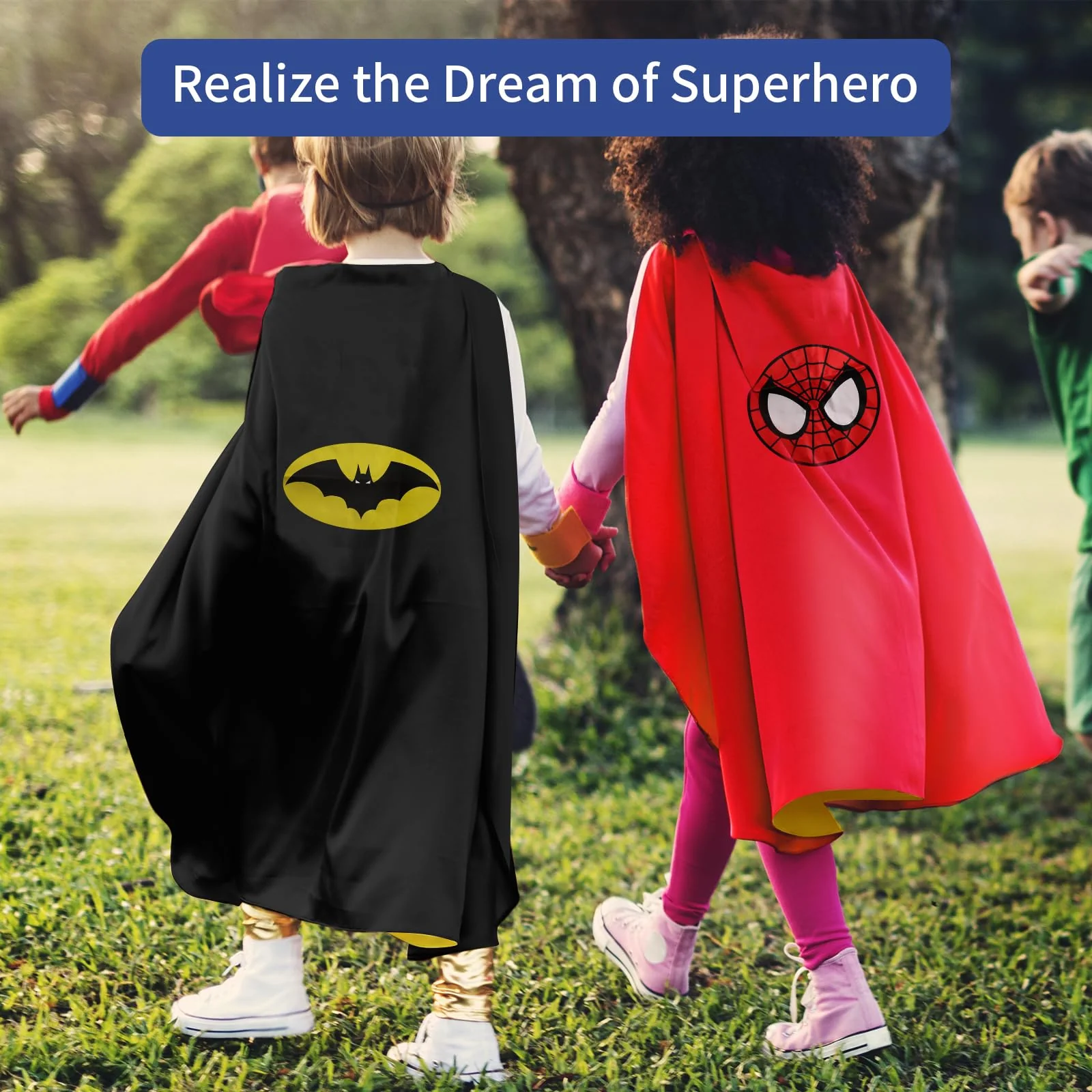 AnRuk Superhero Capes Set for Kids, Hero Caps and Masks for 3-12 Year Old Boys and Girls, Cartoon Dress Up for Holiday Halloween, Costumes Party Supplies Christmas and Brithday Gifts. - Image 4