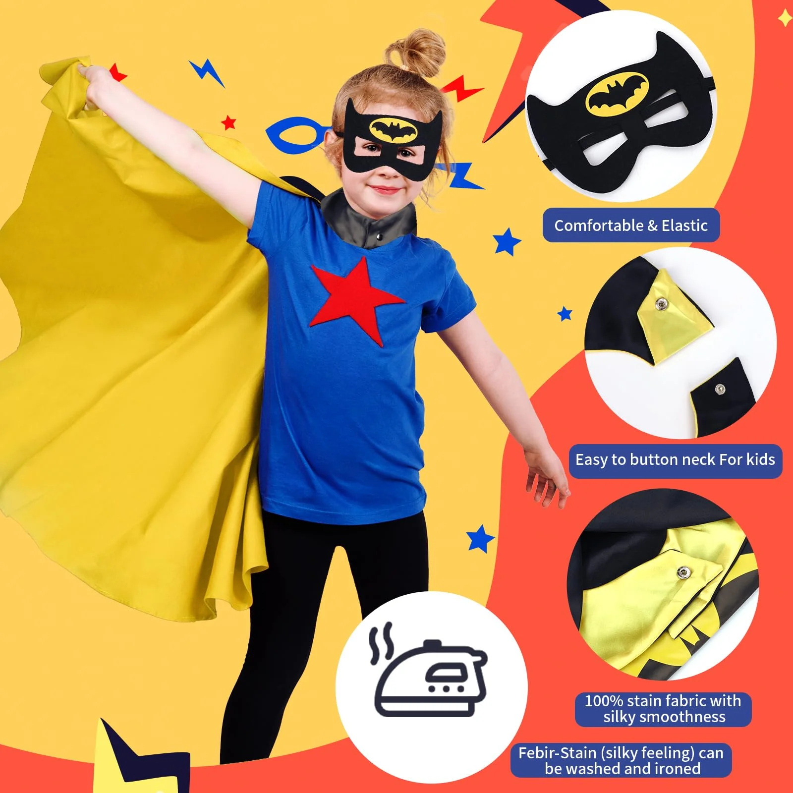 AnRuk Superhero Capes Set for Kids, Hero Caps and Masks for 3-12 Year Old Boys and Girls, Cartoon Dress Up for Holiday Halloween, Costumes Party Supplies Christmas and Brithday Gifts. - Image 6