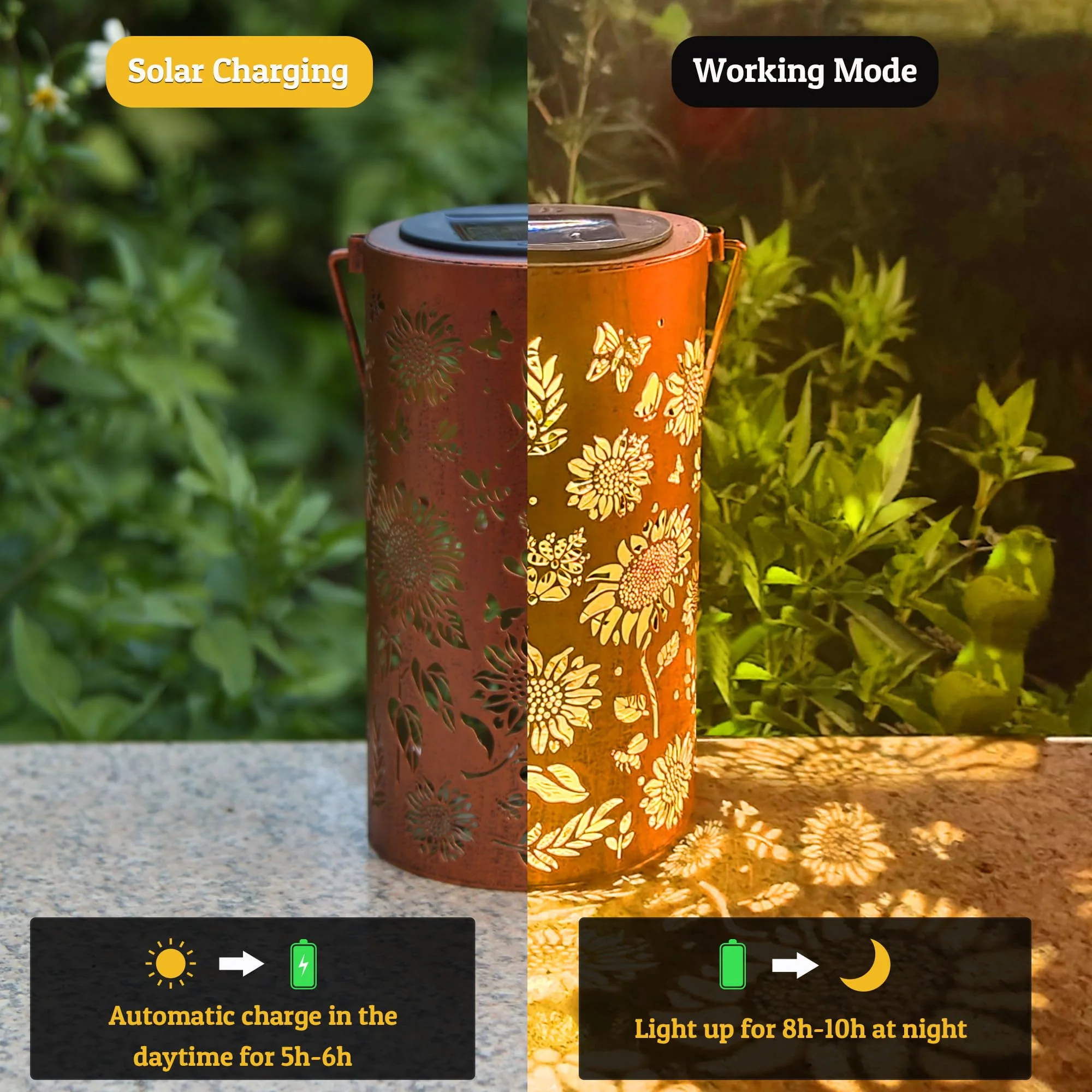 ANYTALK 2Pack Sunflower Solar Lanterns Outdoor Waterproof, Birthday Gifts for Women Mom Grandma, Hanging Solar Lights for Yard, Patio, Porch, Garden Decor, Christmas Gifts for Her/Him - Image 4