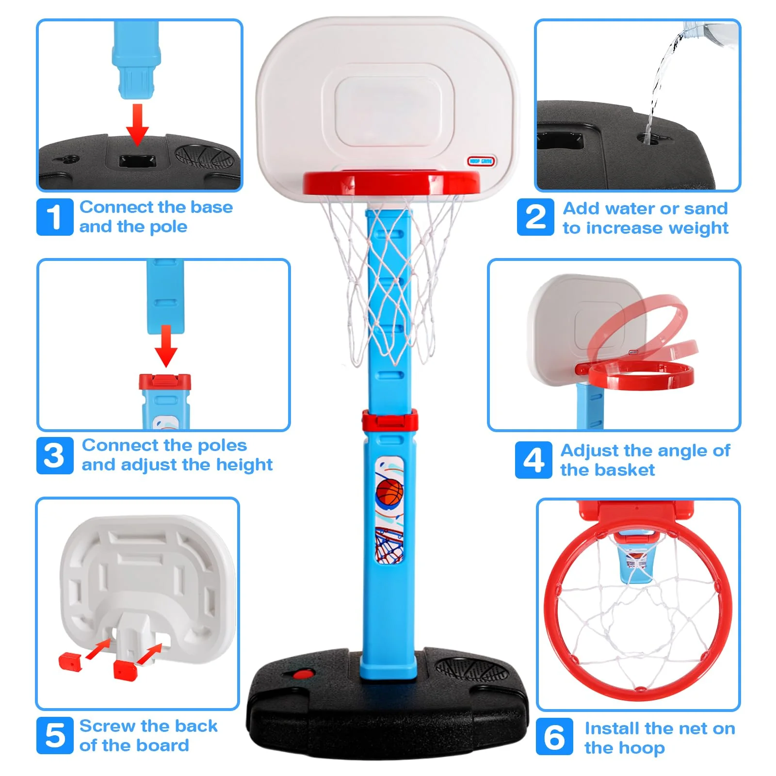 AOKESI Toddler Basketball Hoop Indoor for Age 1-3, Adjustable Mini Basketball Hoop, Kids Basketball Goal Outdoor Sport Poolside Game Birthday Christmas Toys Gifts for Baby Boys Girls 2 3 4 5 - Image 2