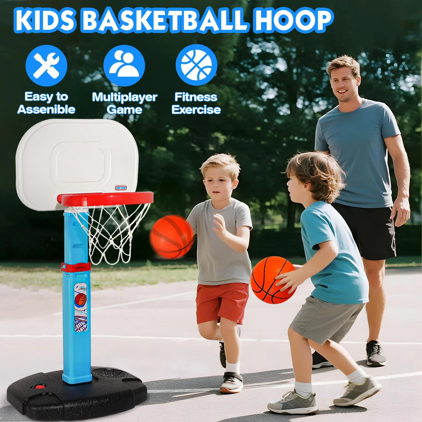 AOKESI Toddler Basketball Hoop Indoor for Age 1-3, Adjustable Mini Basketball Hoop, Kids Basketball Goal Outdoor Sport Poolside Game Birthday Christmas Toys Gifts for Baby Boys Girls 2 3 4 5 - Image 3
