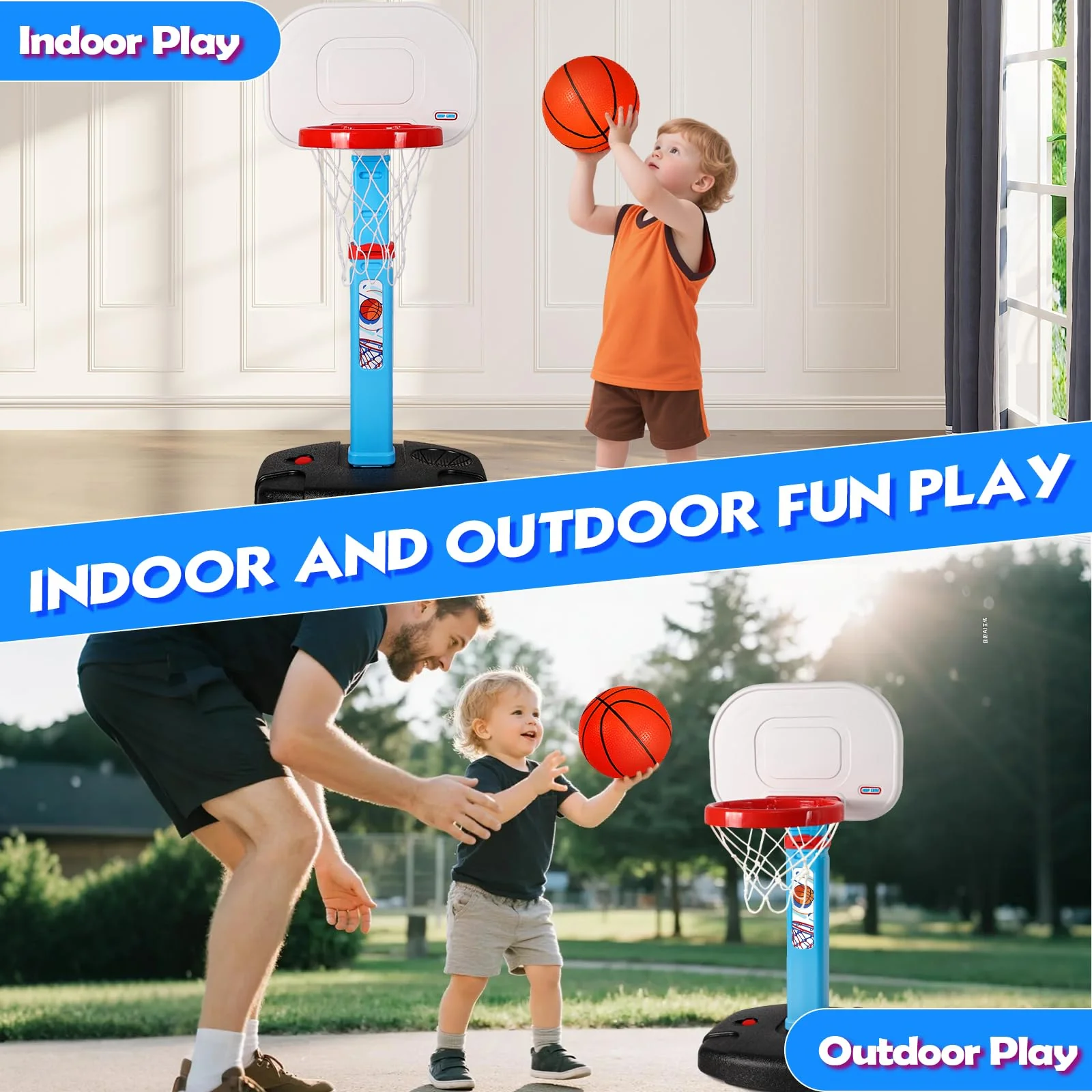 AOKESI Toddler Basketball Hoop Indoor for Age 1-3, Adjustable Mini Basketball Hoop, Kids Basketball Goal Outdoor Sport Poolside Game Birthday Christmas Toys Gifts for Baby Boys Girls 2 3 4 5 - Image 4
