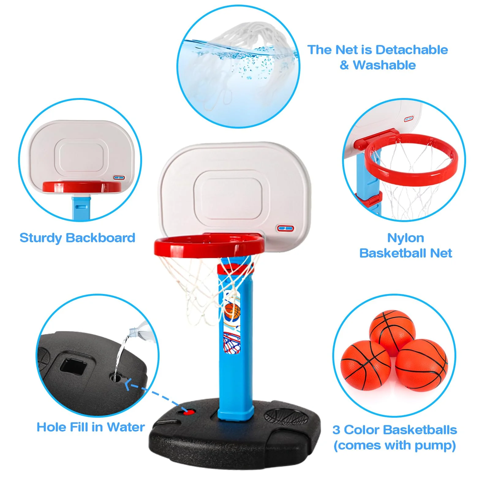 AOKESI Toddler Basketball Hoop Indoor for Age 1-3, Adjustable Mini Basketball Hoop, Kids Basketball Goal Outdoor Sport Poolside Game Birthday Christmas Toys Gifts for Baby Boys Girls 2 3 4 5 - Image 6