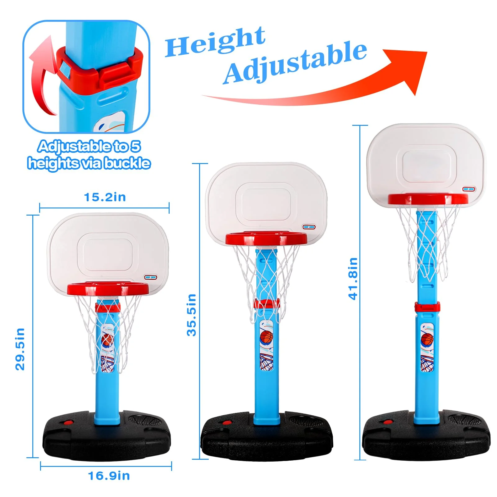 AOKESI Toddler Basketball Hoop Indoor for Age 1-3, Adjustable Mini Basketball Hoop, Kids Basketball Goal Outdoor Sport Poolside Game Birthday Christmas Toys Gifts for Baby Boys Girls 2 3 4 5 - Image 7
