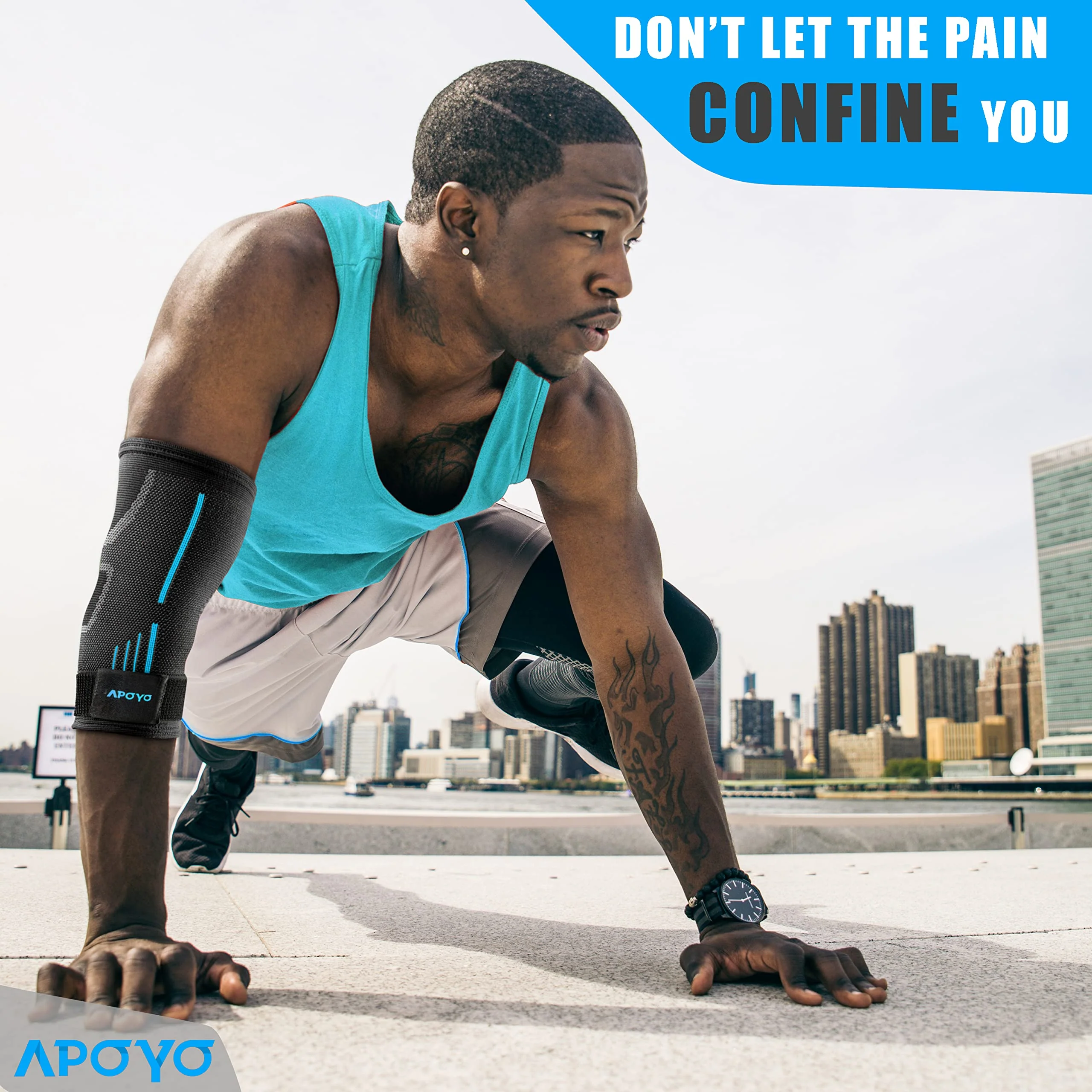 APOYO Elbow Brace for Tendonitis and Tennis Elbow, (Pair) Compression Sleeve for Arthritis, Workouts, Reduce Joint Pain During Fitness Activity (Small) - Image 3