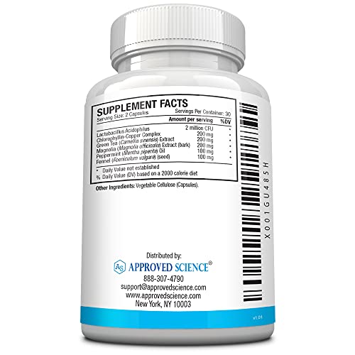Approved Science Odorol - 60 Capsules - Freshen Bad Breath and Body Odor - Contains L.acidophilus, Green Tea, Magnolia Bark, Peppermint Oil, and Fennel - All Natural, Vegan Friendly, Non-GMO - Image 3