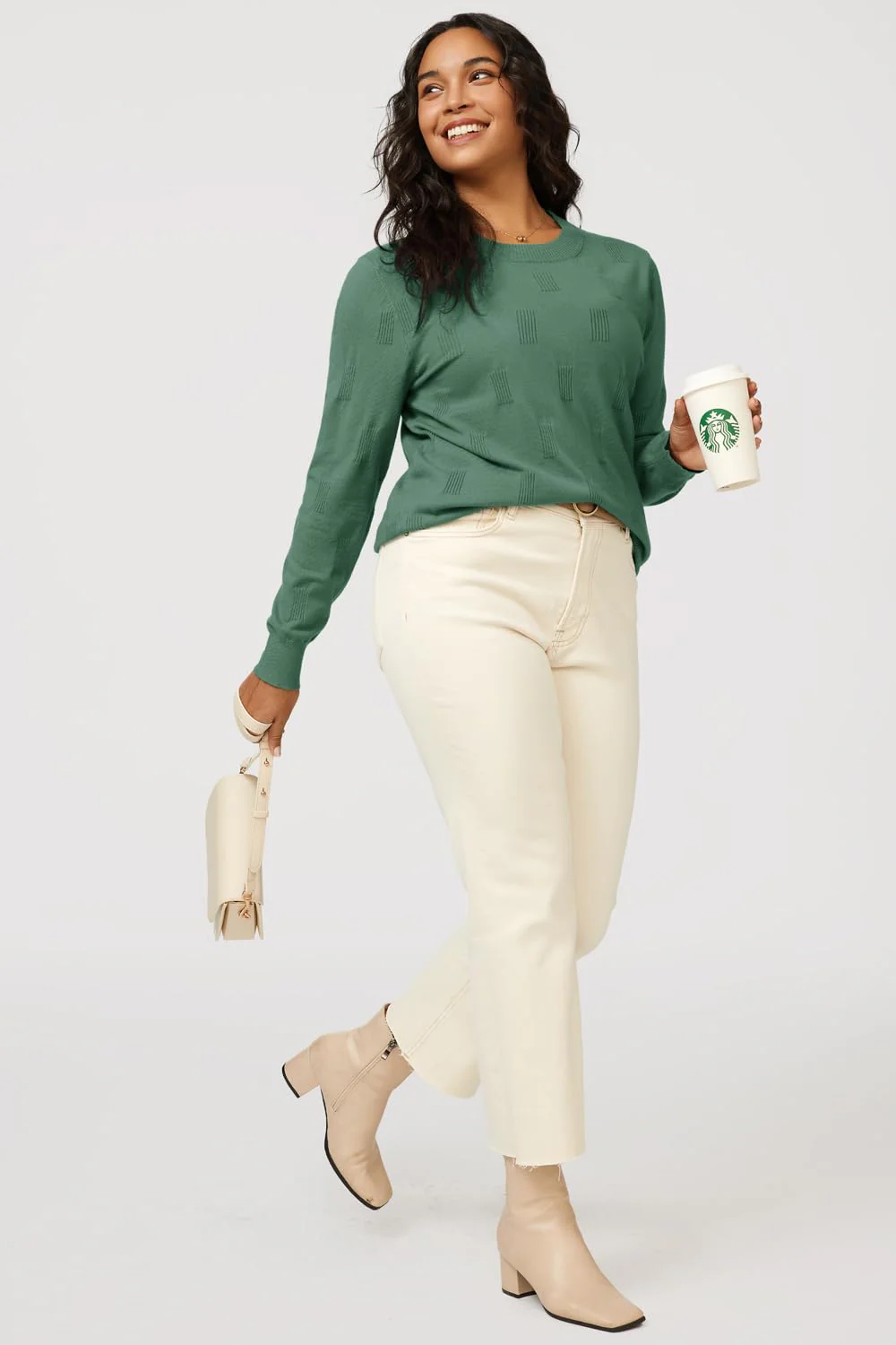 Arach&Cloz Womens Spring Tops 2024 Trendy Fashion Long Sleeve Shirt Knit Christmas Sweater Dressy Casual Clothes Green - Image 2