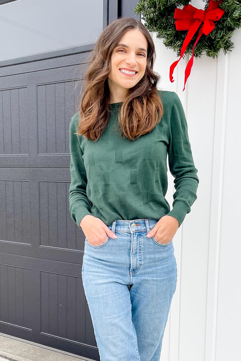 Arach&Cloz Womens Spring Tops 2024 Trendy Fashion Long Sleeve Shirt Knit Christmas Sweater Dressy Casual Clothes Green - Image 4