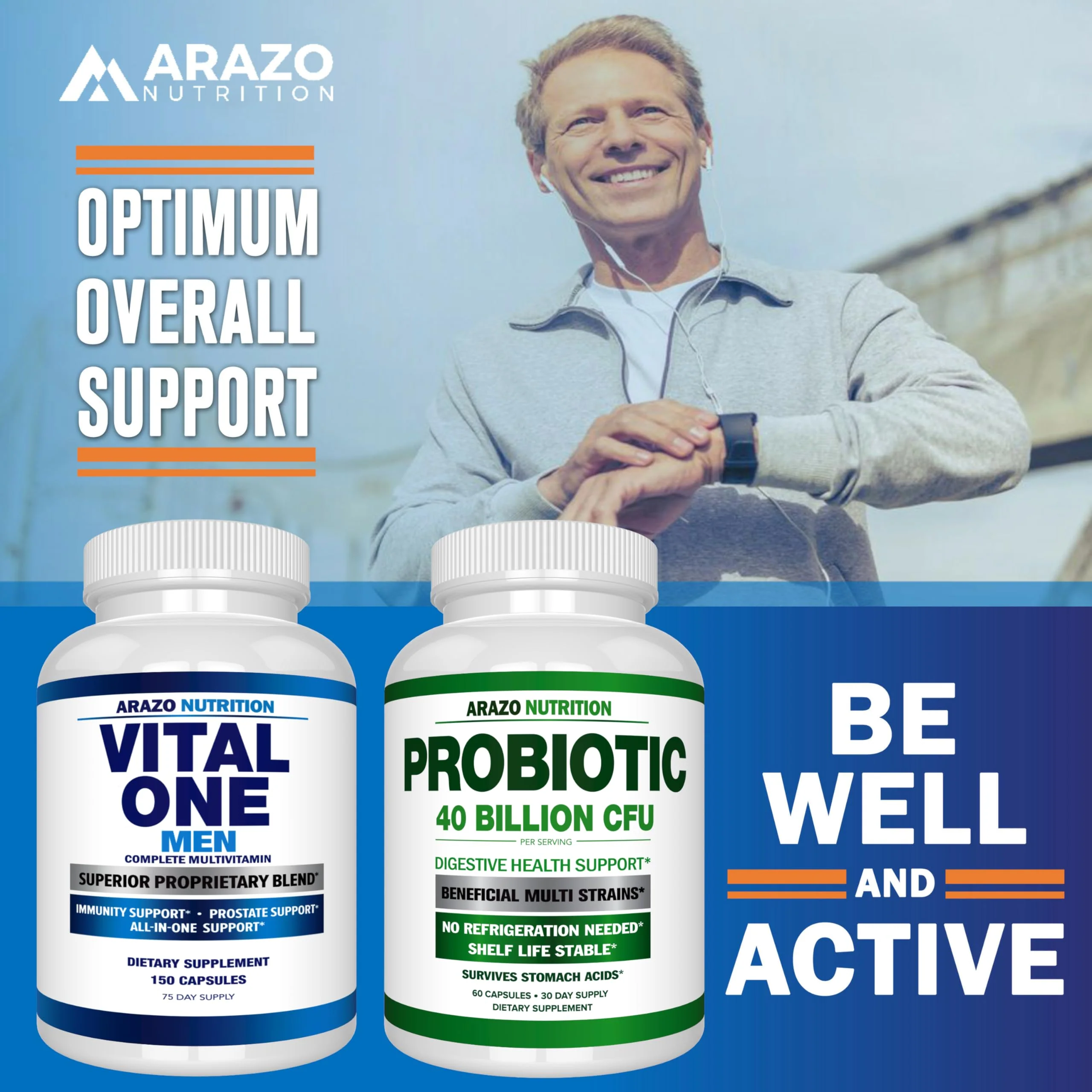 Arazo Nutrition Vital One Multivitamin for Men – Daily Wholefood Supplement - 150 Vegan - Image 3
