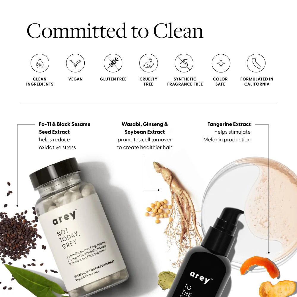 Arey The System Hair Serum and Supplements | Slows Grey Hair Growth, Promotes Healthier Hair & Repigments with Mela-9™ Complex, Antioxidants & Vitamins | Vegan, Oil-Free, Scent-Free (1 Month Supply) - Image 4