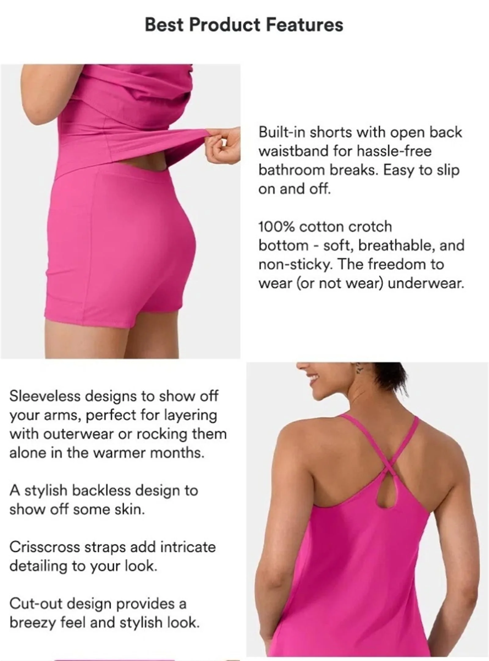 Arisefrom Dress, Stuffdatas Backless Dress, Sentdream, Plush Backless Active, with Shorts and Built in Bra (US, Alpha, Small, Regular, Regular, Black) - Image 5
