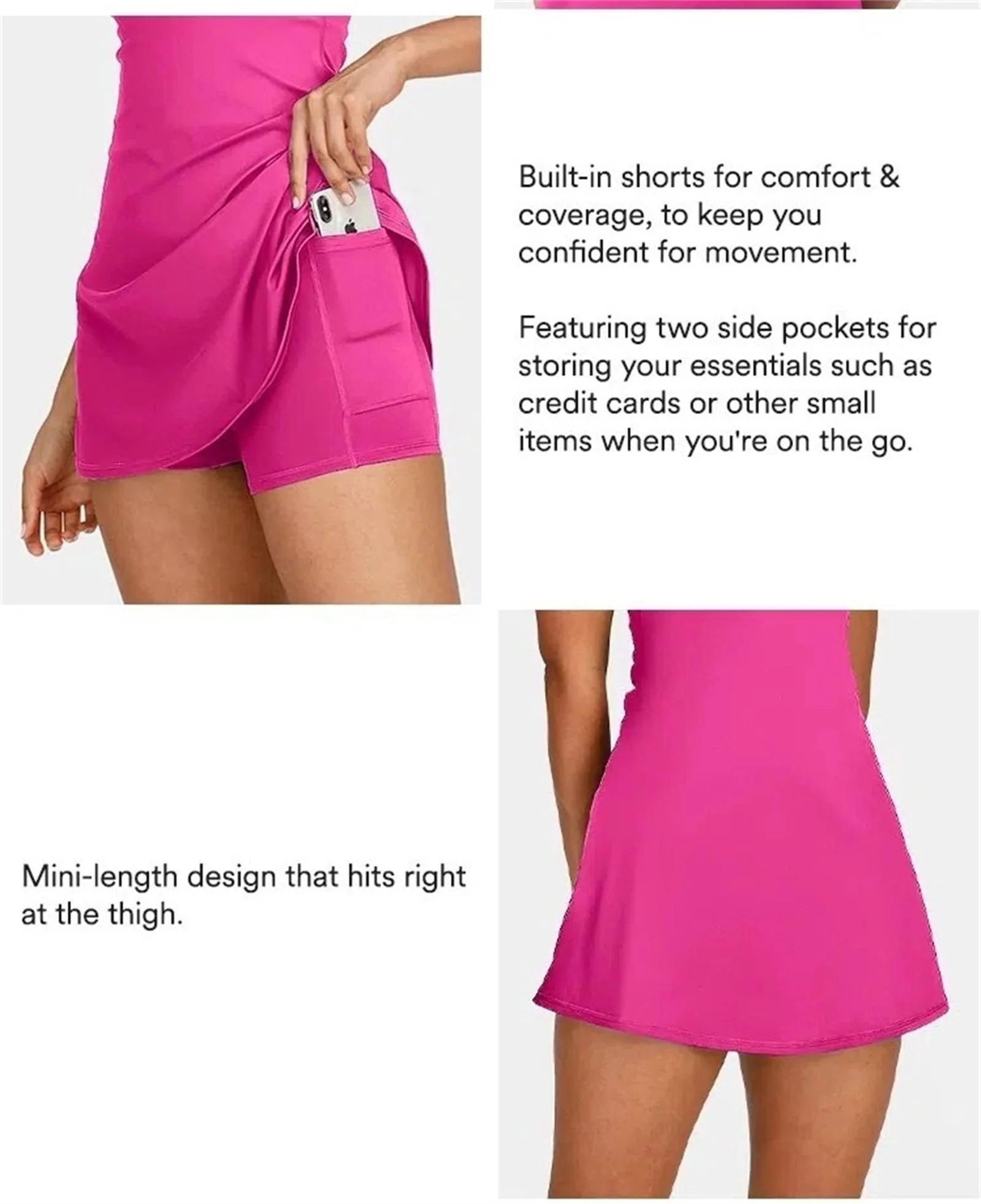Arisefrom Dress, Stuffdatas Backless Dress, Sentdream, Plush Backless Active, with Shorts and Built in Bra (US, Alpha, Small, Regular, Regular, Black) - Image 6