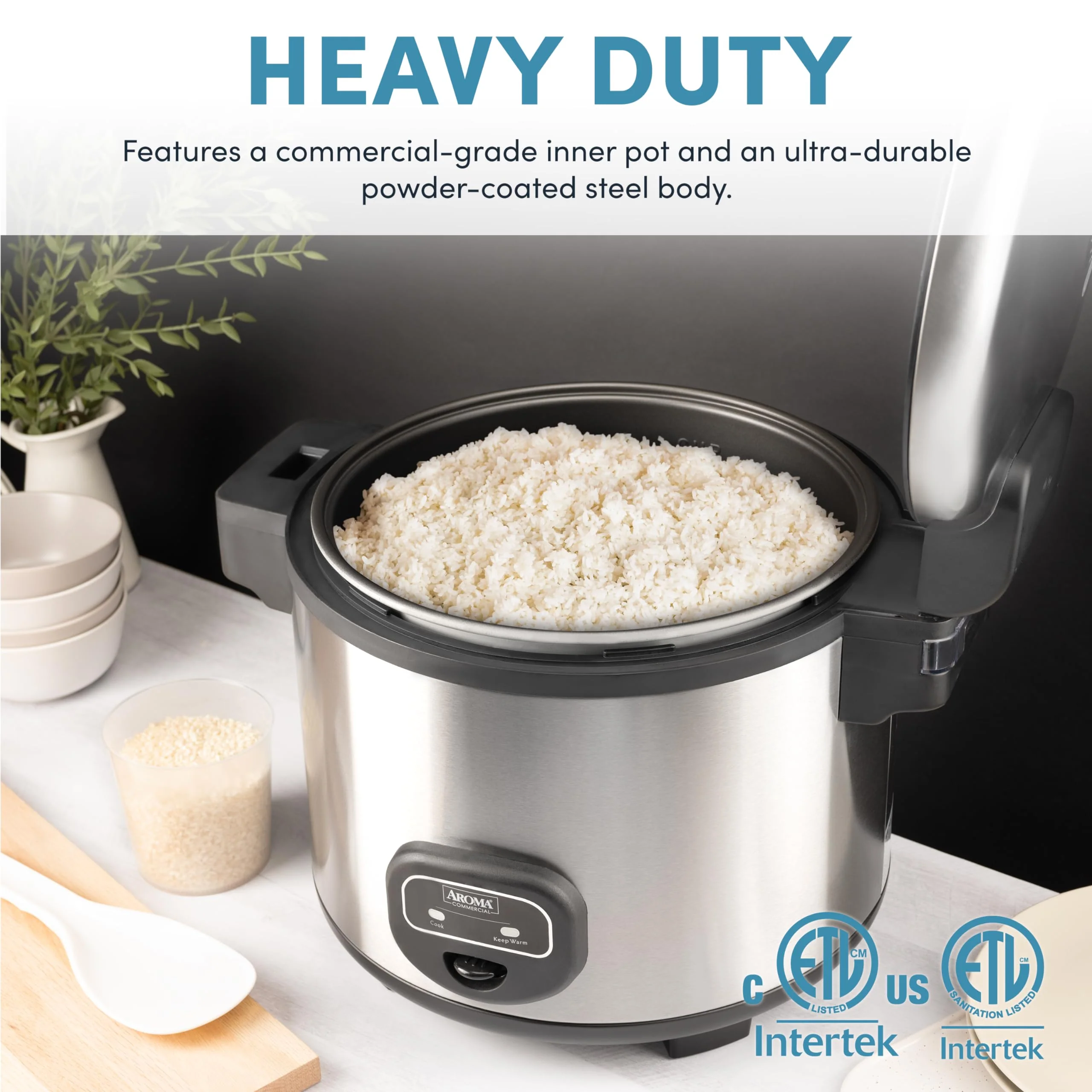 Aroma Housewares 60-Cup (Cooked) (30-Cup UNCOOKED) Commercial Rice Cooker, Stainless Steel Exterior (ARC-1130S), Silver - Image 6