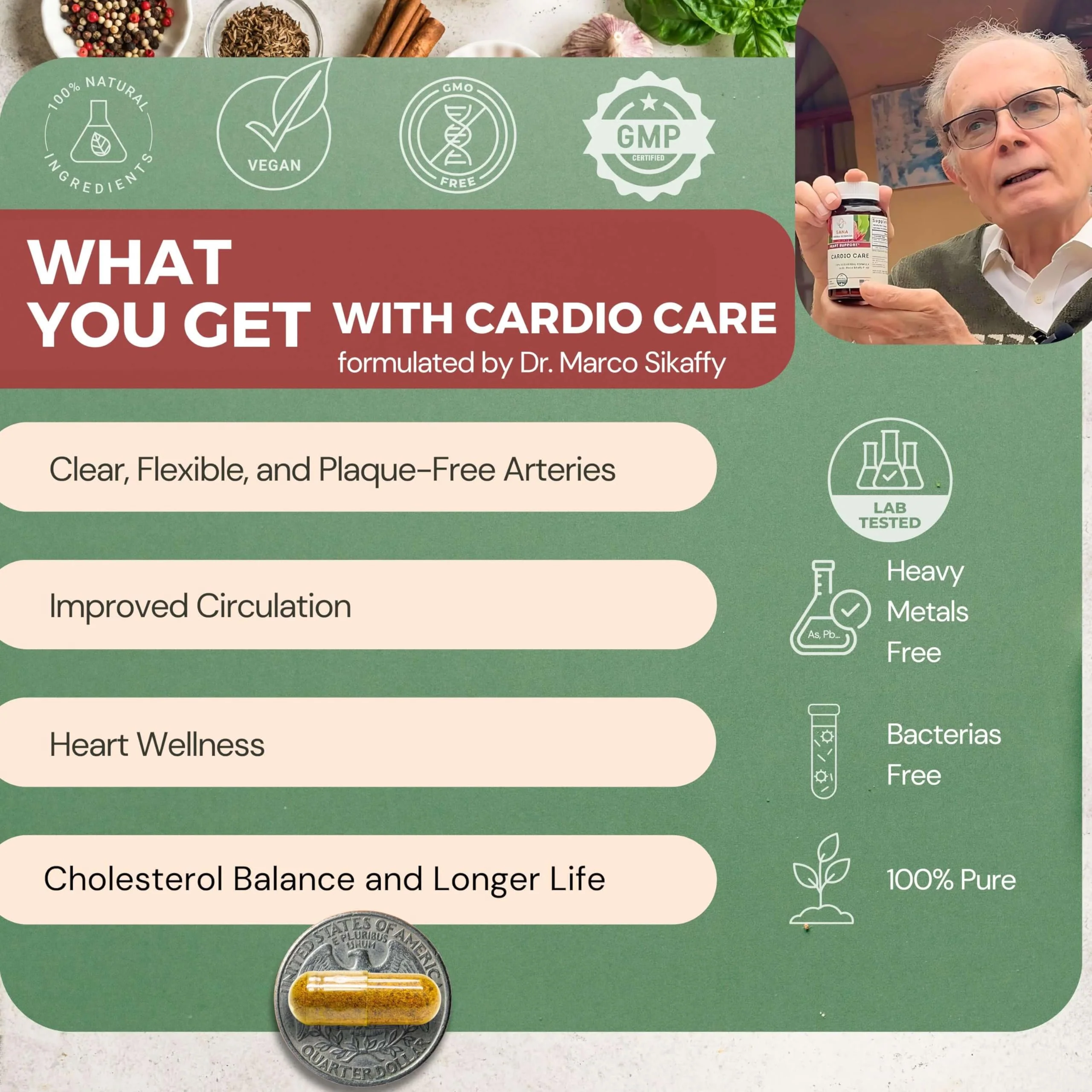 Artery Plaque Removal Formula | 4-Element All-Natural Supplement to Support Blood Pressure, Healthy Cholesterol, and Heart Rhythm | 90 Easy-to-Swallow Capsules | by Sana Herbal - Image 5