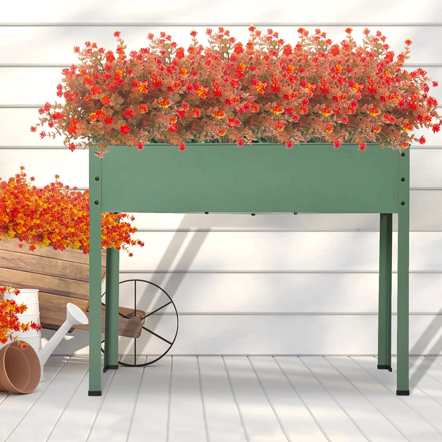 Artificial Fall Flowers, Fake Outdoor UV Resistant Autumn Plants for Home Kitchen Christmas Festival Thanksgiving Autumns Decoration(Fall Orange) - Image 5