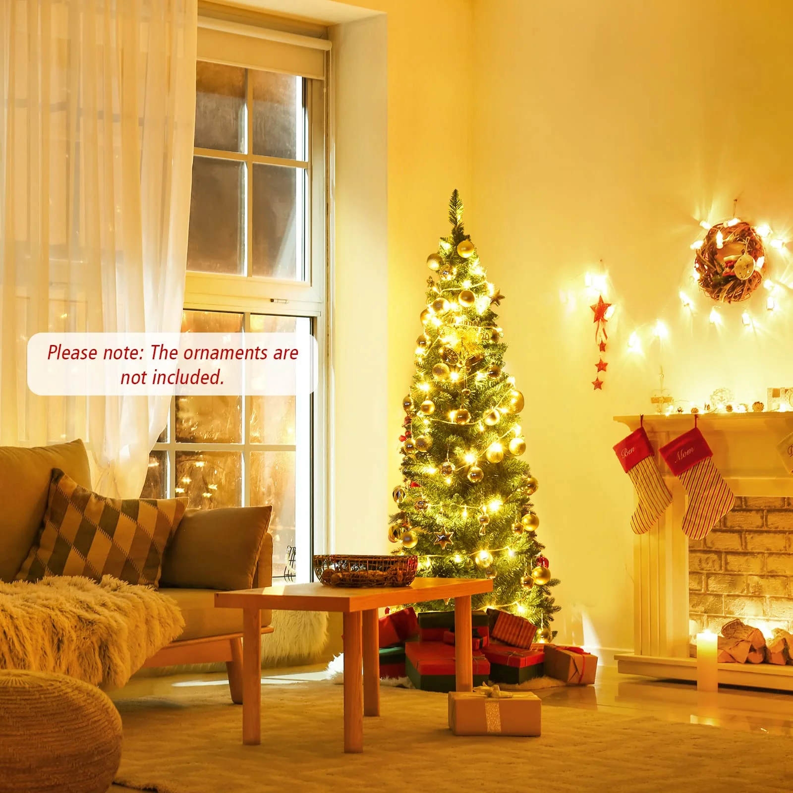 Artificial Pencil Christmas Tree, Premium Hinged Pine Tree with Solid Metal Legs, Perfect for Home, Shops and Holiday Decoration, Green (6FT) - Image 3