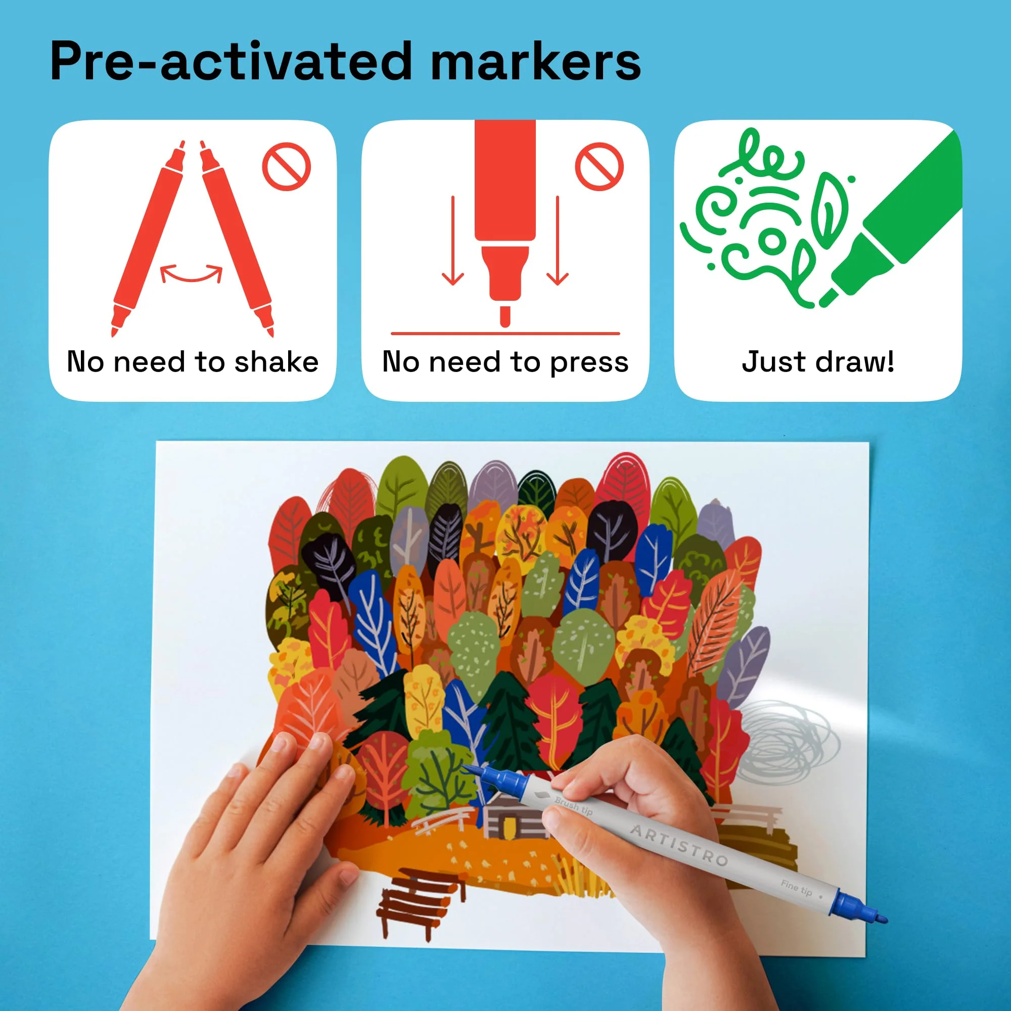 ARTISTRO 36 Dual Tip Brush + Fine Acrylic Paint Markers - Easy for All Ages & Levels Paint Pens for Fabric, Rock, Glass, DIY - Halloween Pumpkin Painting Kit, Art Supplies, Christmas Gift - Image 3