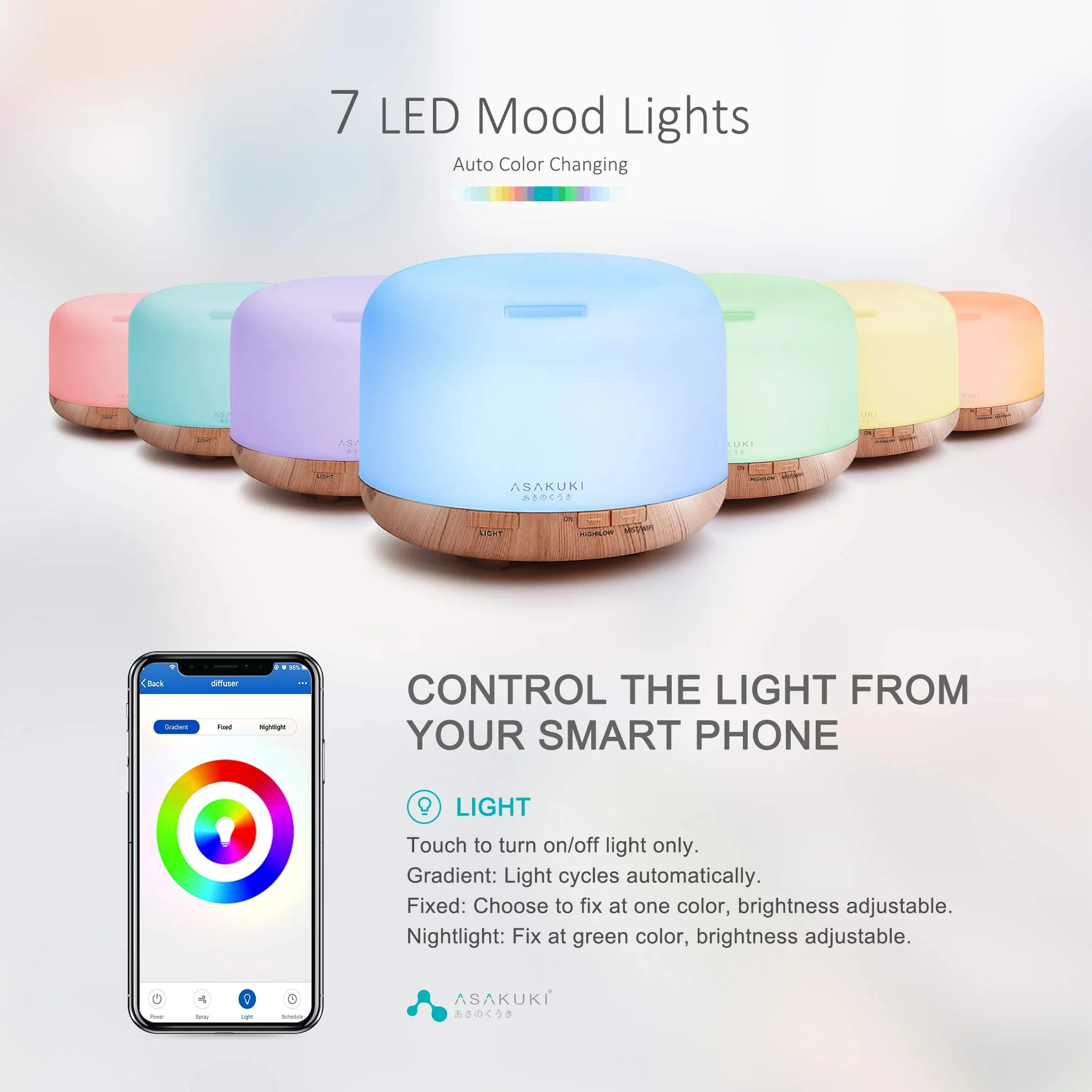 ASAKUKI Smart Wi-Fi Essential Oil Diffuser, App and Voice Control Compatible with Alexa, 500ml Aromatherapy Humidifier for Relaxing Atmosphere in Home Office Bedroom Gold - Image 6