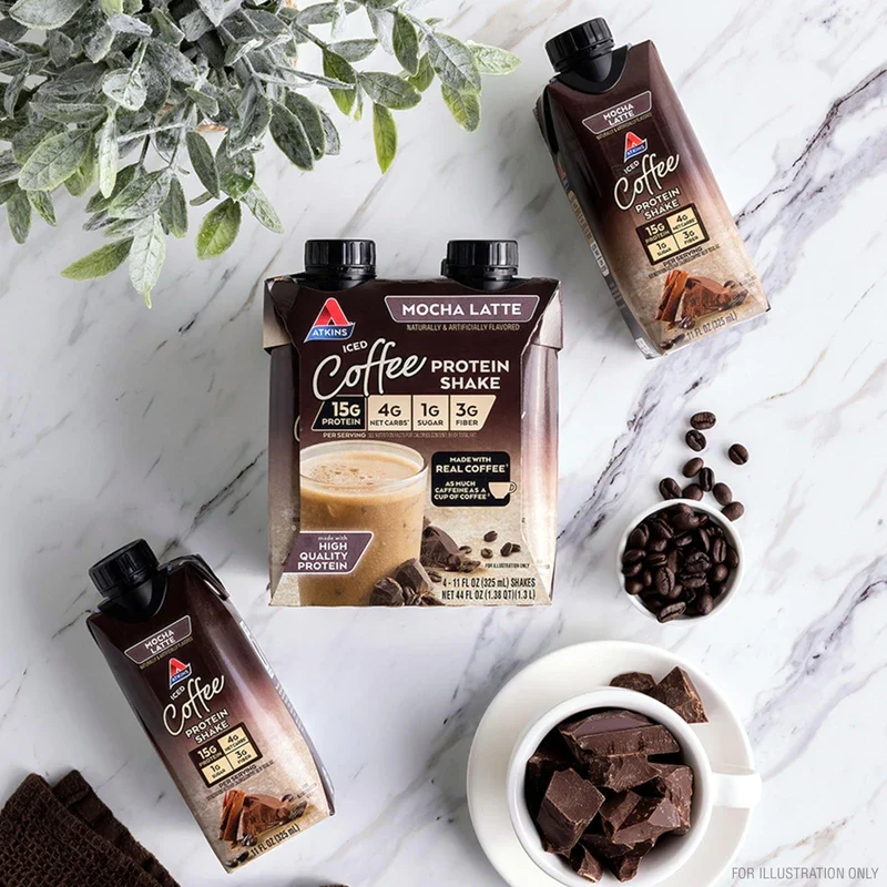 Atkins Atkins Mocha Latte Iced Coffee Protein Shake, 15g Protein, Low Glycemic, 4g Net Carb, 1g Sugar, Keto Friendly - Image 2