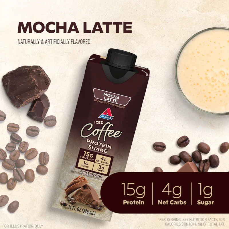 Atkins Atkins Mocha Latte Iced Coffee Protein Shake, 15g Protein, Low Glycemic, 4g Net Carb, 1g Sugar, Keto Friendly - Image 5
