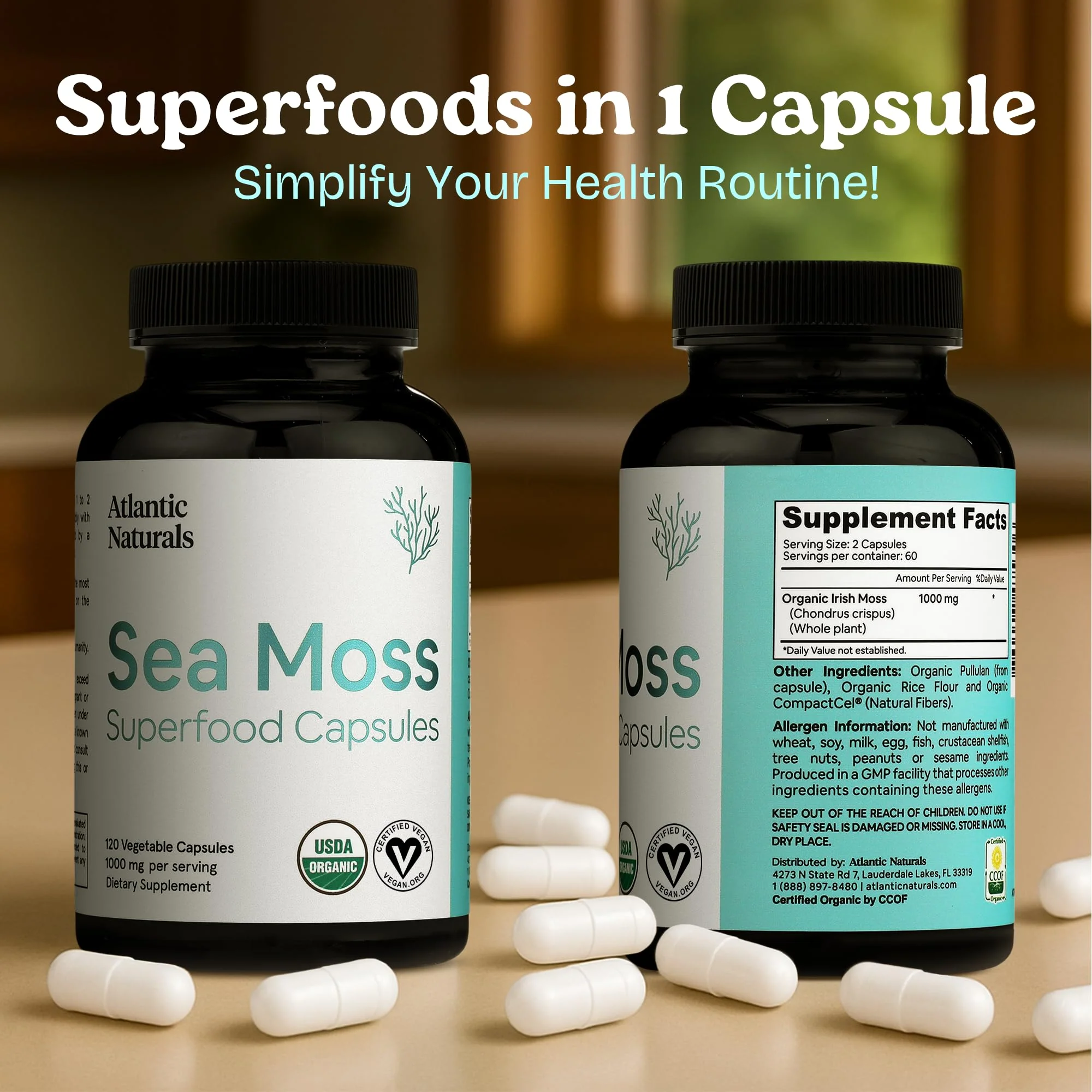 Atlantic Naturals Sea Moss Capsules with Moringa, Ashwagandha, Black Seed Oil, Ginger & Ginseng – Atlantic Sea Moss Supplements for Men and Women – for Daily Energy & Wellness Blend – 120 Count - Image 6