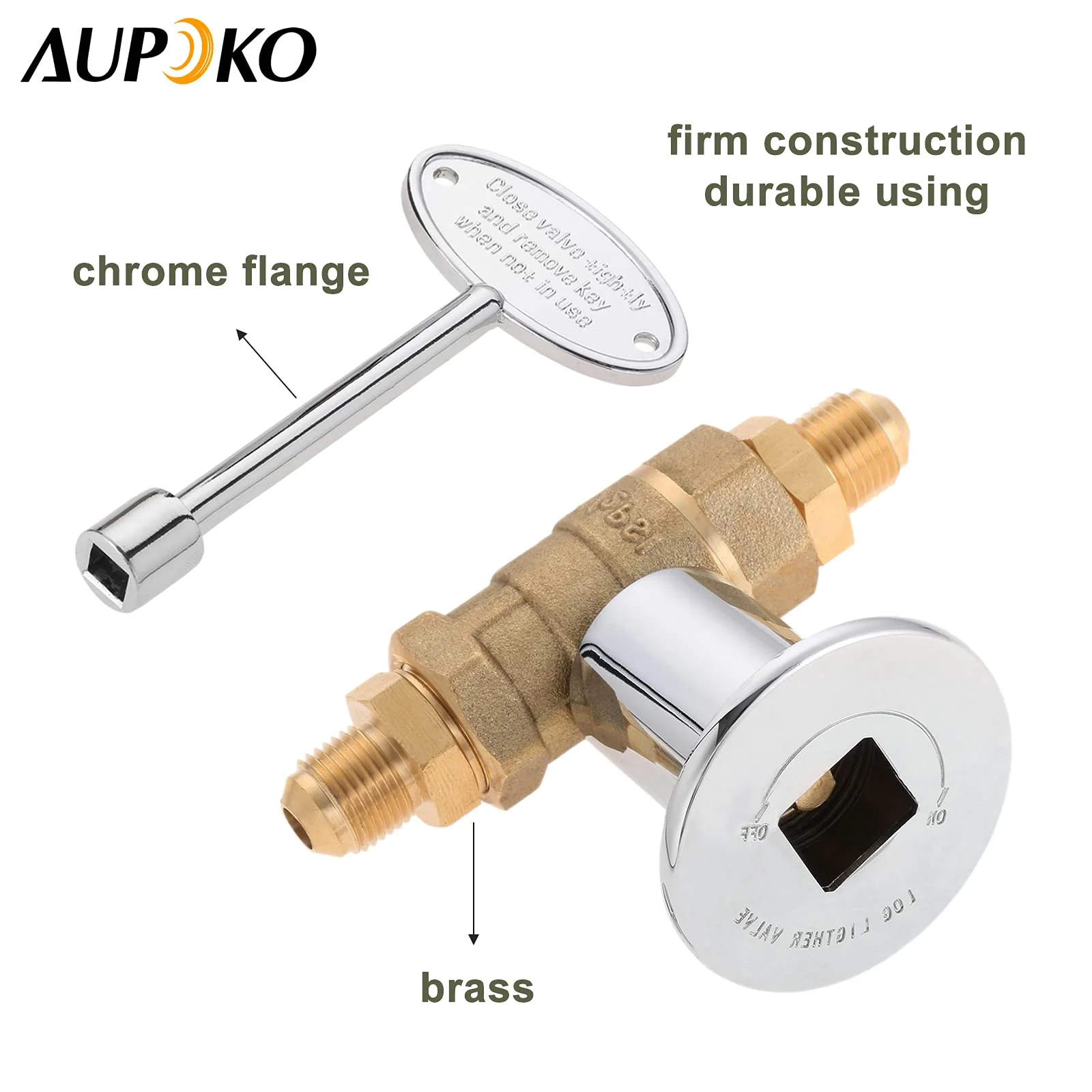 Aupoko 1/2-Inch Straight Quarter-Turn Shut-Off Valve Kit for NG LP Gas Fire Pits, 3-inch Key and 3/8 Male Flare x 1/2 NPT Fittings x 2, Fits for NG LP Gas Fire Pits Indoor & Outdoor Fireplace - Image 4