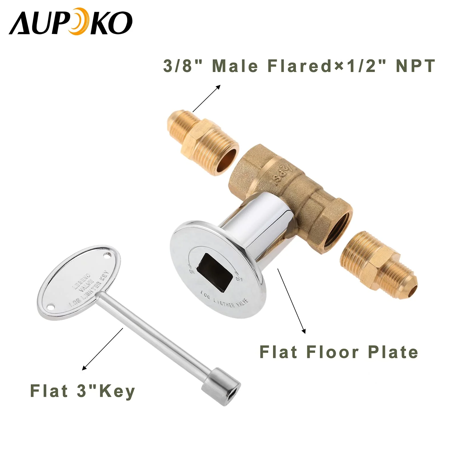 Aupoko 1/2-Inch Straight Quarter-Turn Shut-Off Valve Kit for NG LP Gas Fire Pits, 3-inch Key and 3/8 Male Flare x 1/2 NPT Fittings x 2, Fits for NG LP Gas Fire Pits Indoor & Outdoor Fireplace - Image 7